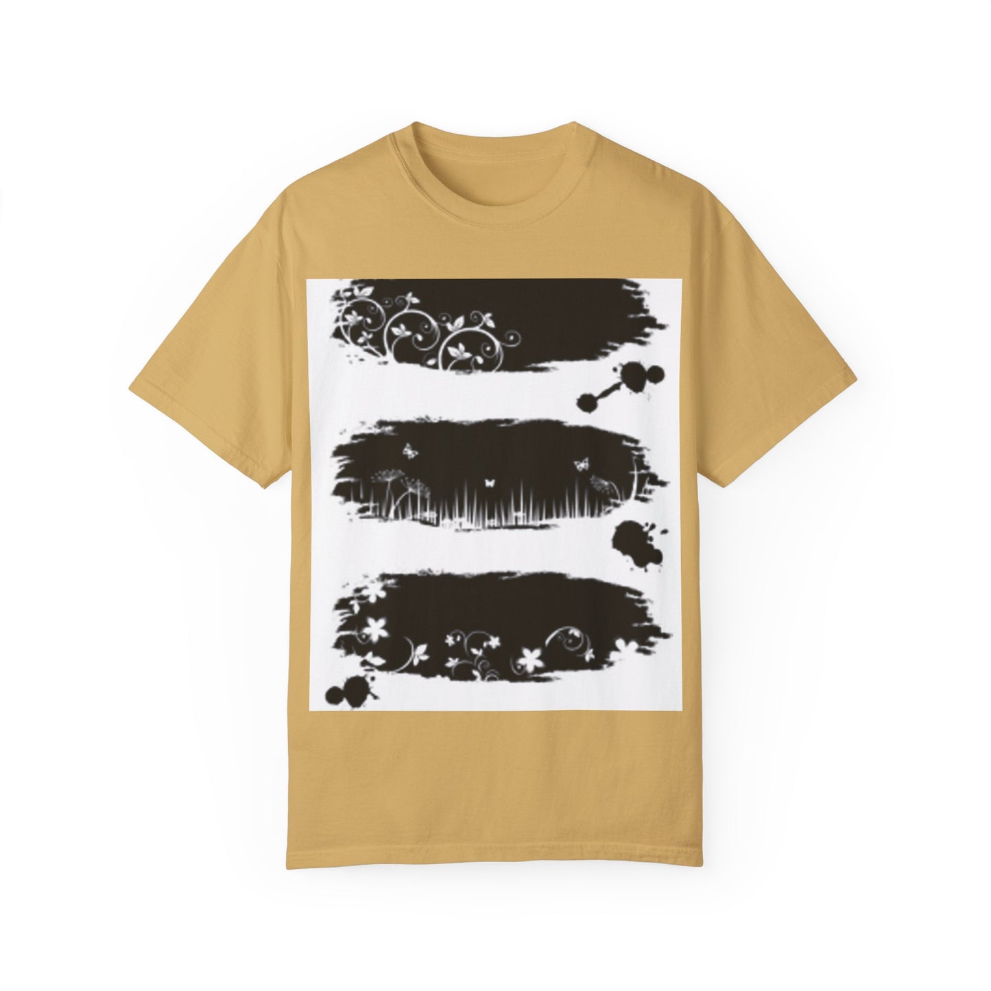 Artistic Unisex Garment-Dyed T-Shirt with Floral Design