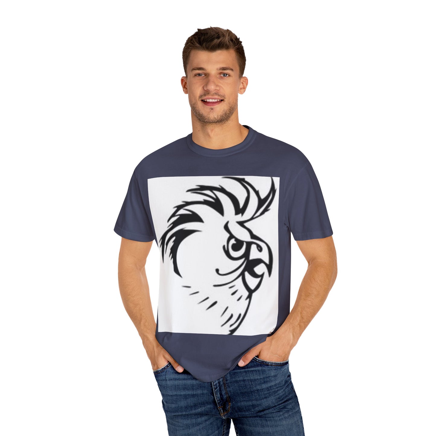 Artistic Unisex Garment-Dyed T-Shirt - Hand Drawn Patterns