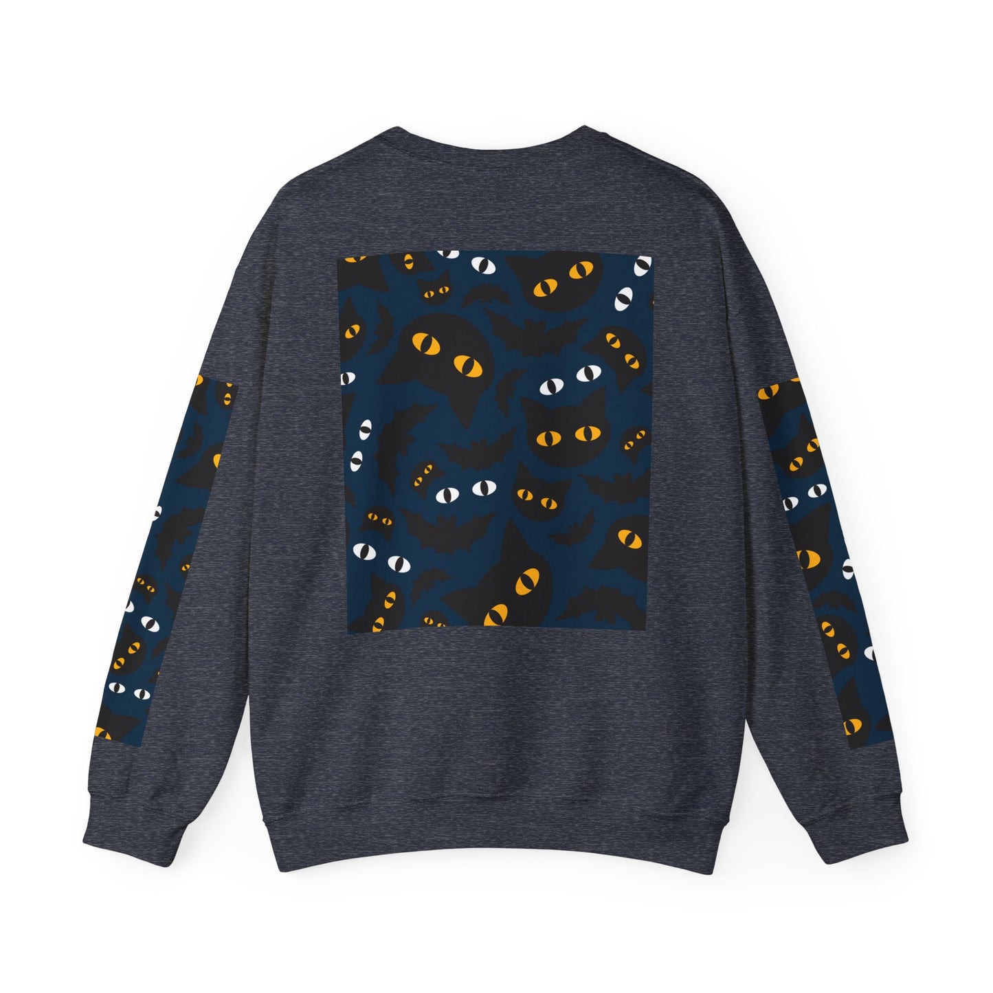 Halloween-Themed Unisex Crewneck Sweatshirt with Spooky Eyes and Bird Design