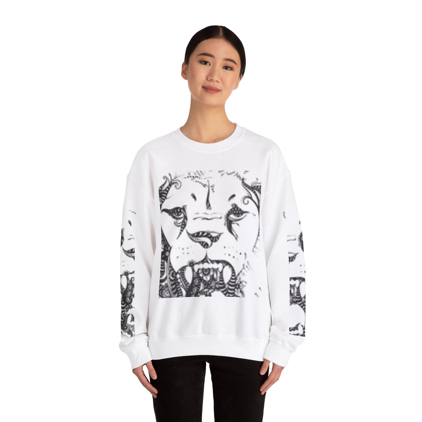 Wild Spirit Lion Graphic Crewneck Sweatshirt | Unisex Heavy Blend