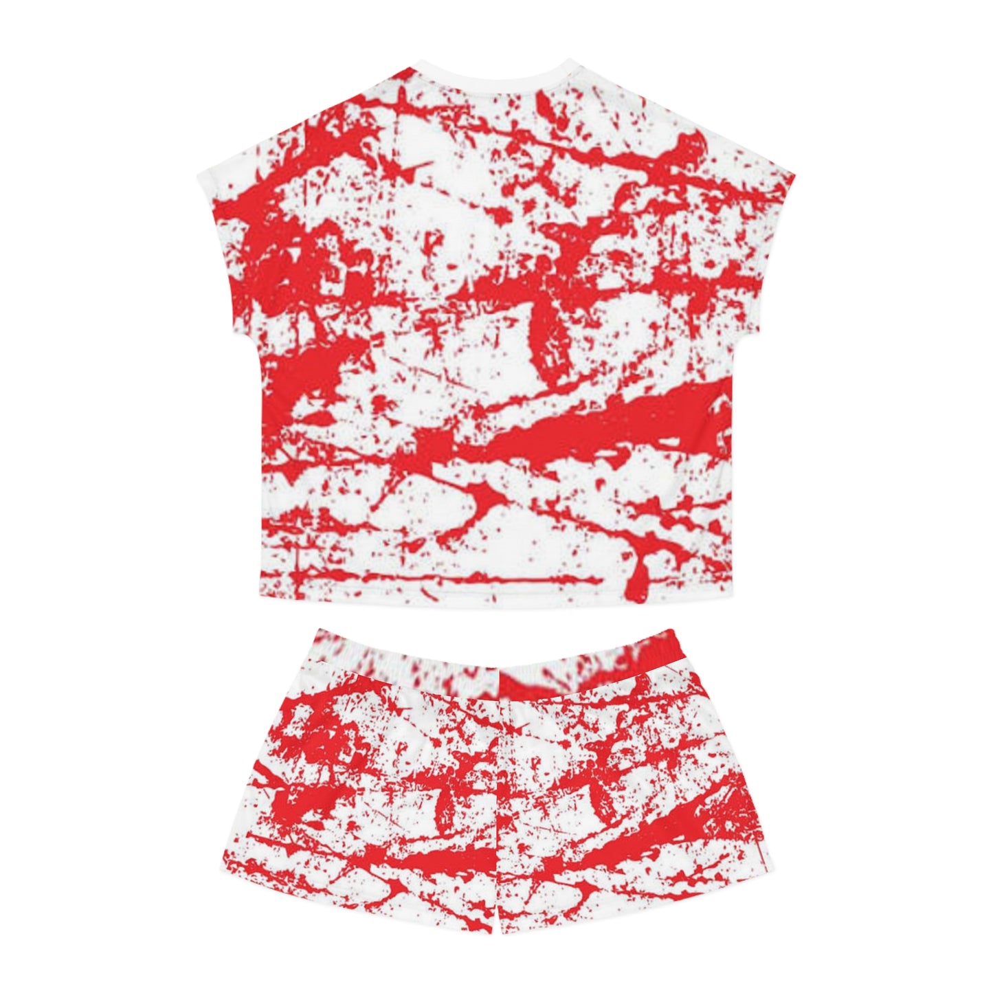 Vibrant Women's Short Pajama Set - Red Splatter Design for Relaxation and Sleep