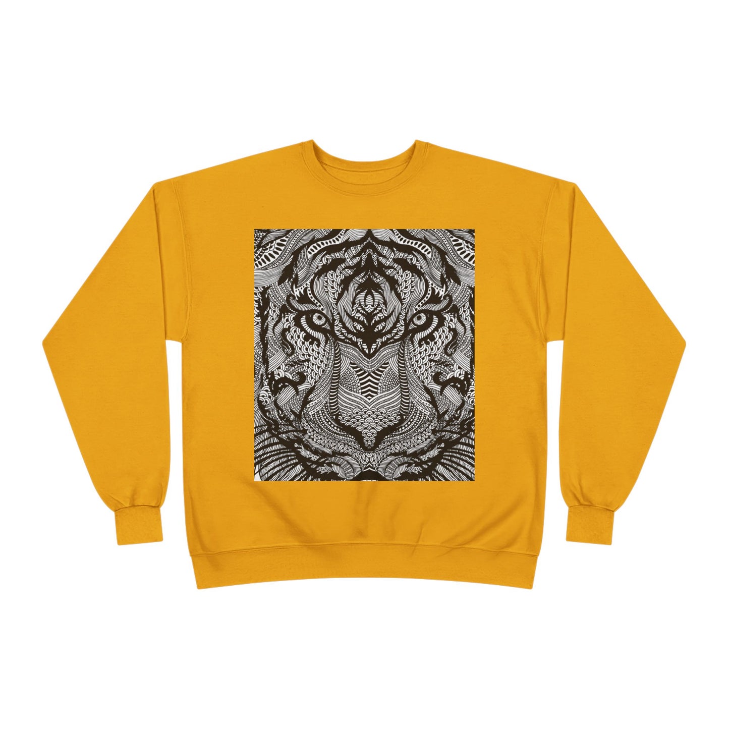Unisex EcoSmart Tiger Graphic Crewneck Sweatshirt - Bold Black & White Design