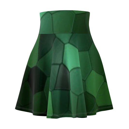 Women's Green Hexagon Skater Skirt - Trendy Summer Fashion