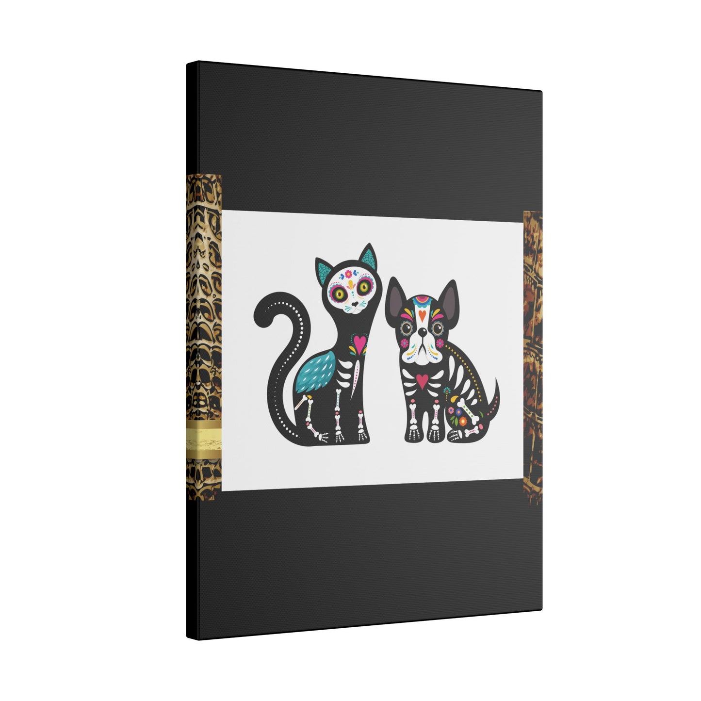 Day of the Dead Pet Canvas Art - Colorful Cat and Dog Wall Decor