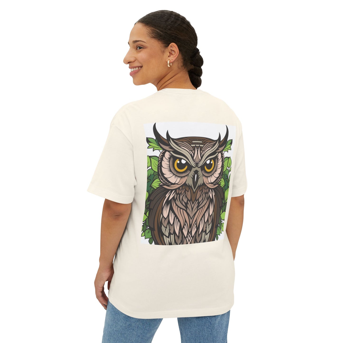 Wildlife Graphic Oversized T-Shirt - Snake & Owl Design
