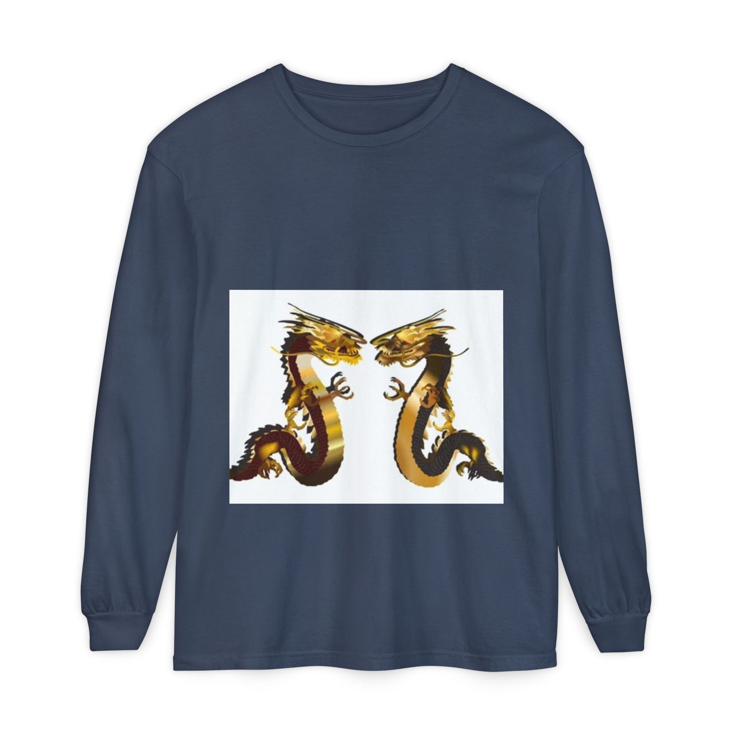 Dragon Duel Unisex Long Sleeve T-Shirt - Garment-Dyed Art Tee