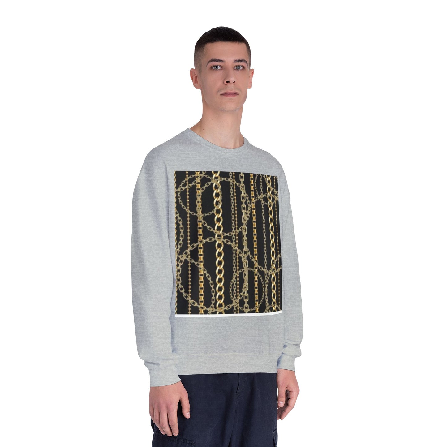 Chic Chain Pattern Unisex Crewneck Sweatshirt - Fashionable & Comfortable