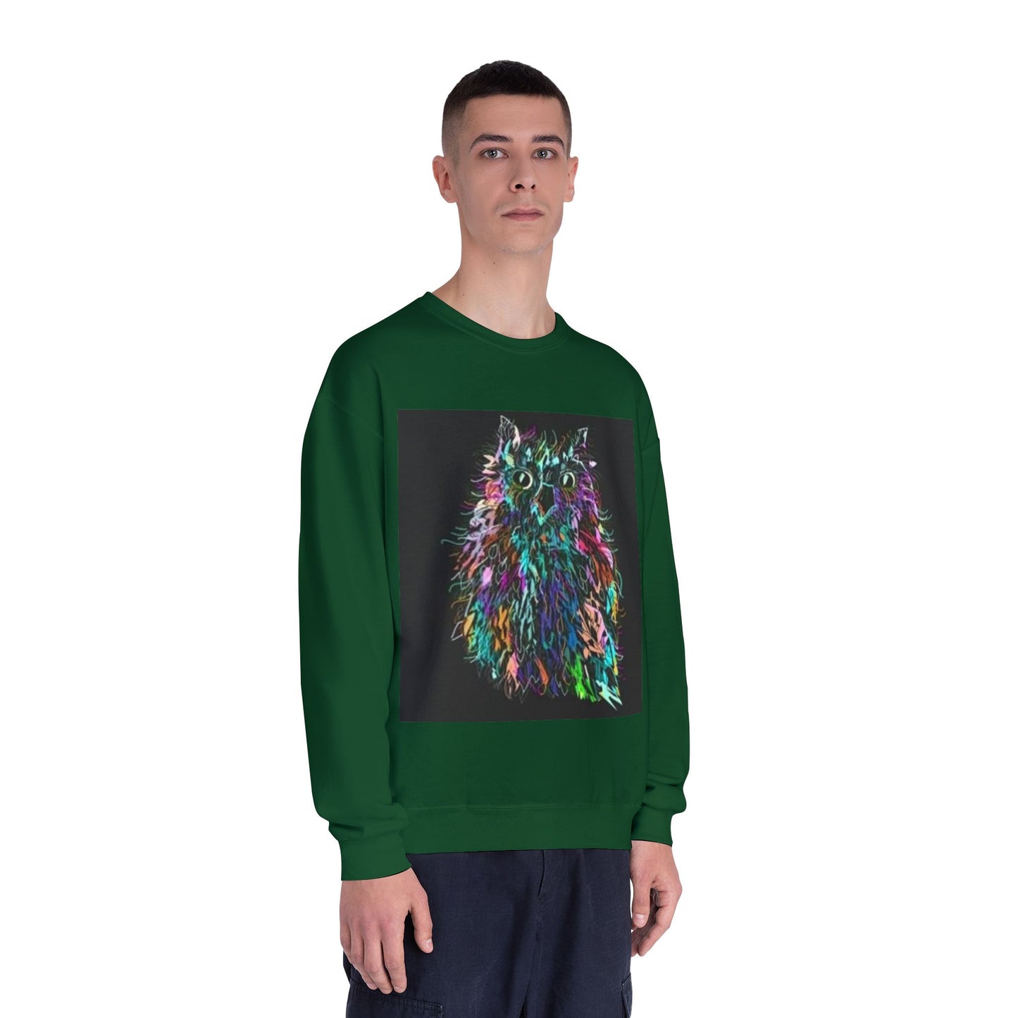 Colorful Cat Graphic Unisex Crewneck Sweatshirt