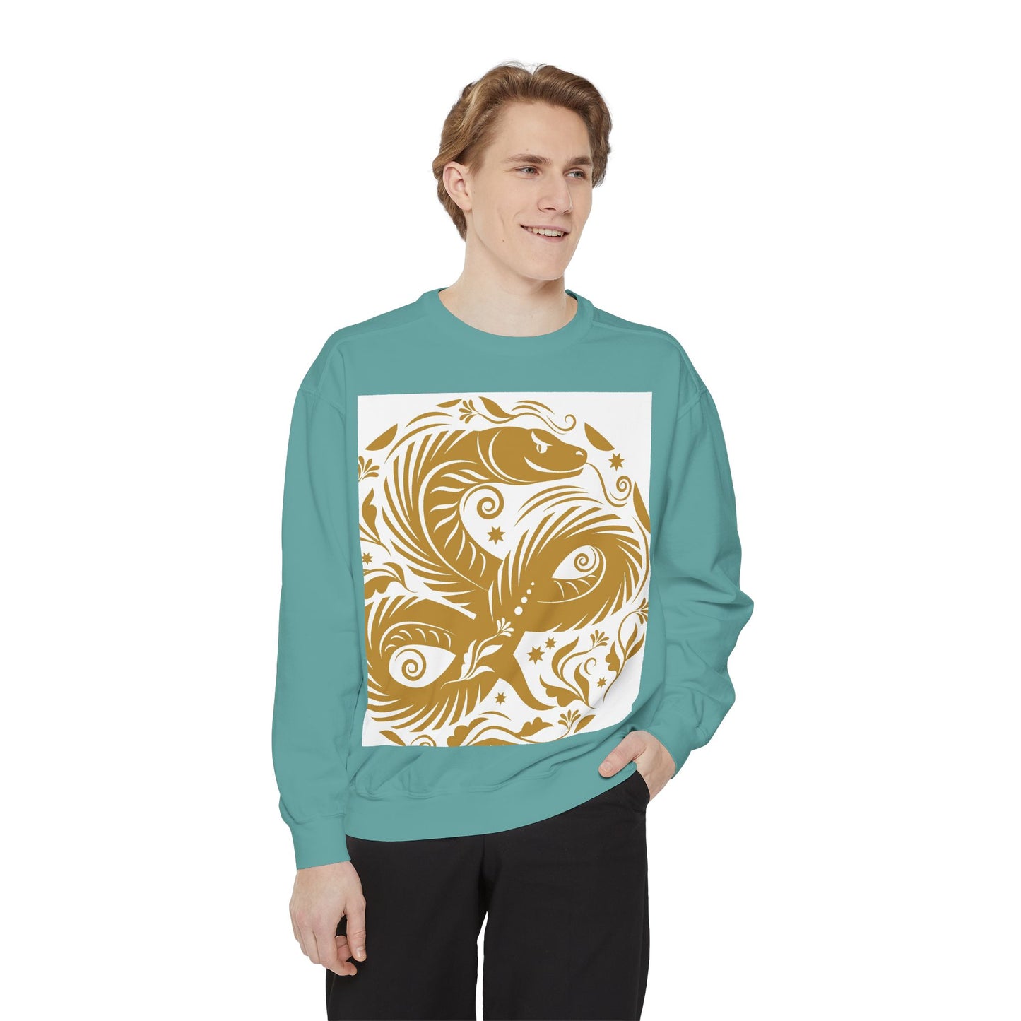 Cultural Vibe Unisex Garment-Dyed Sweatshirt - Tribal Mask & Animal Design