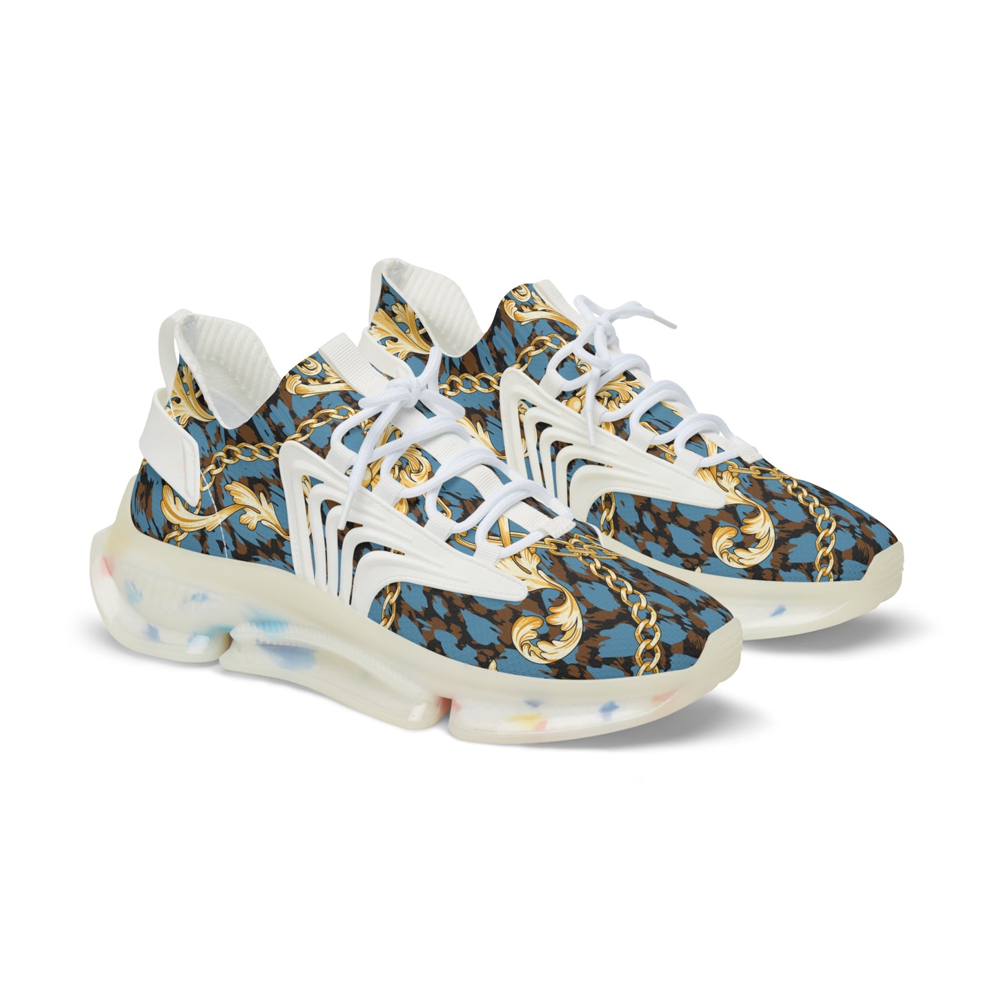Stylish Men's Mesh Sneakers with Gold Chain Design - Trendy Athletic Footwear