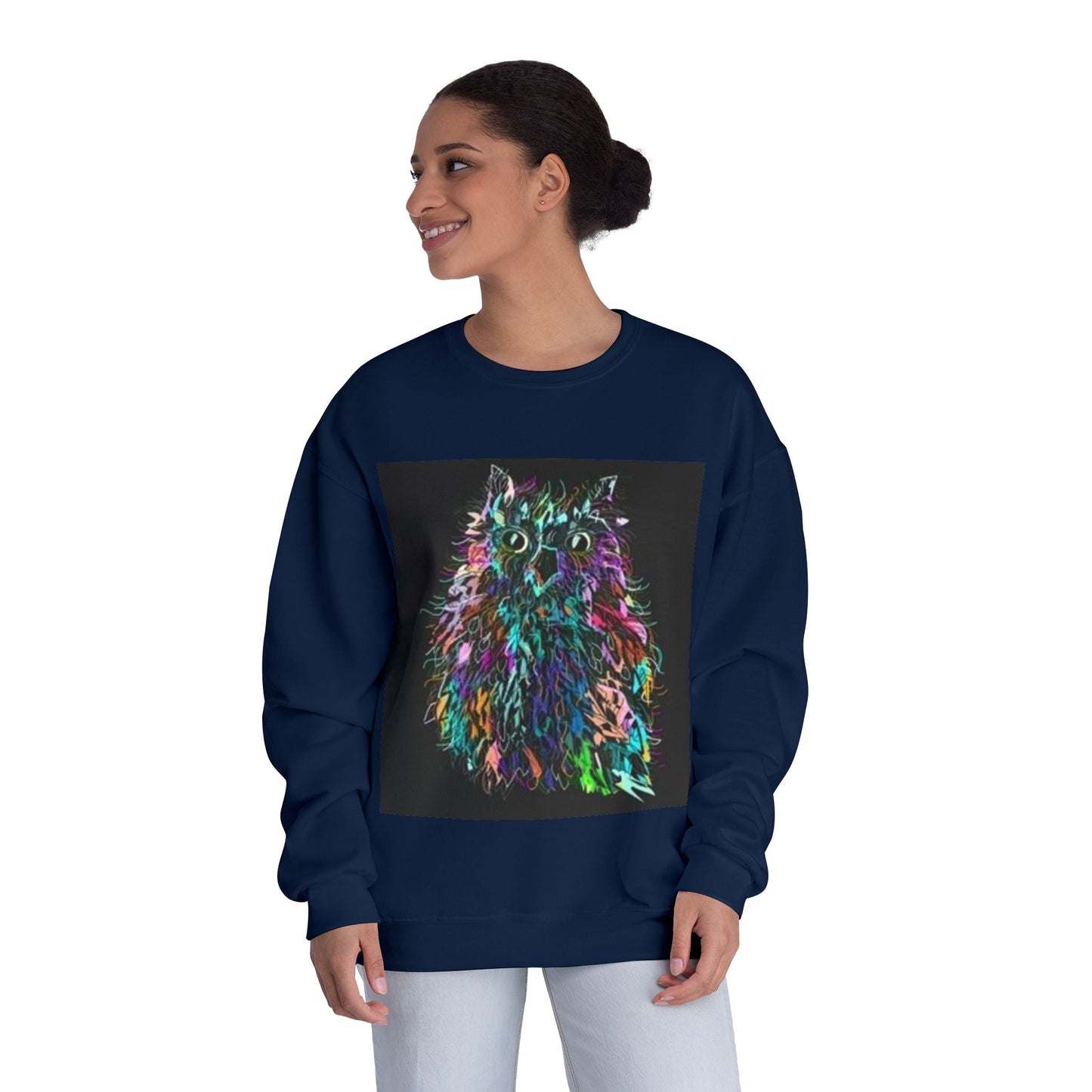 Colorful Cat Graphic Unisex Crewneck Sweatshirt