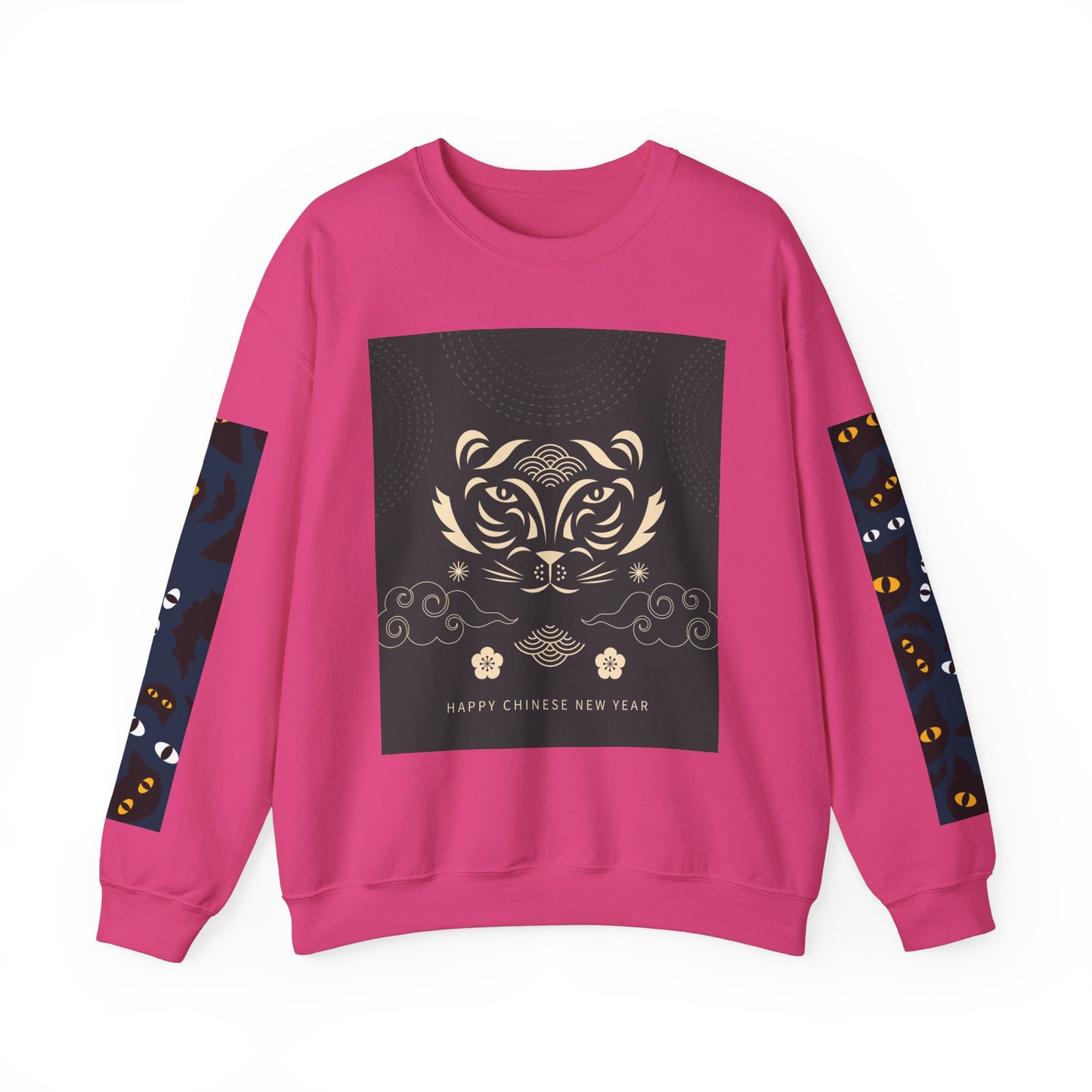 Halloween-Themed Unisex Crewneck Sweatshirt with Spooky Eyes and Bird Design