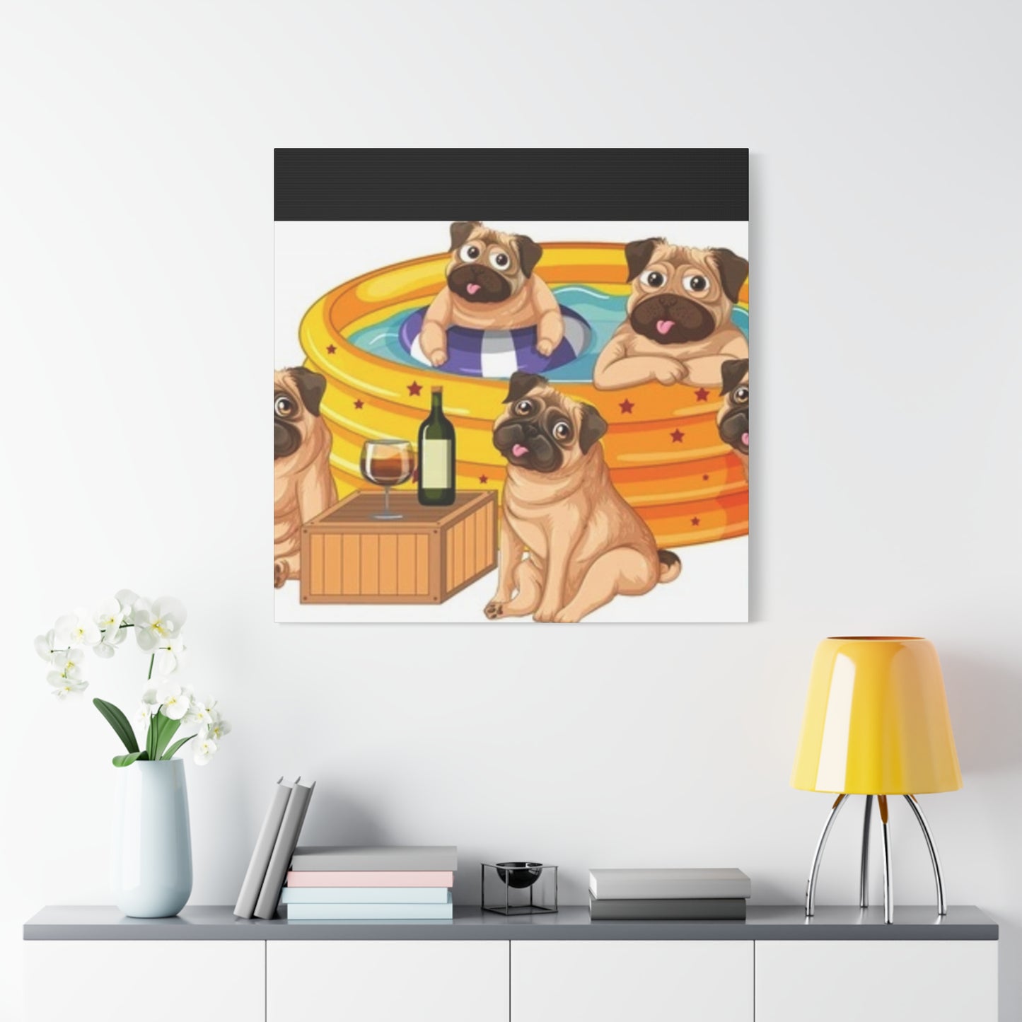 Pug Pool Party Canvas Art - Fun Pet Decor