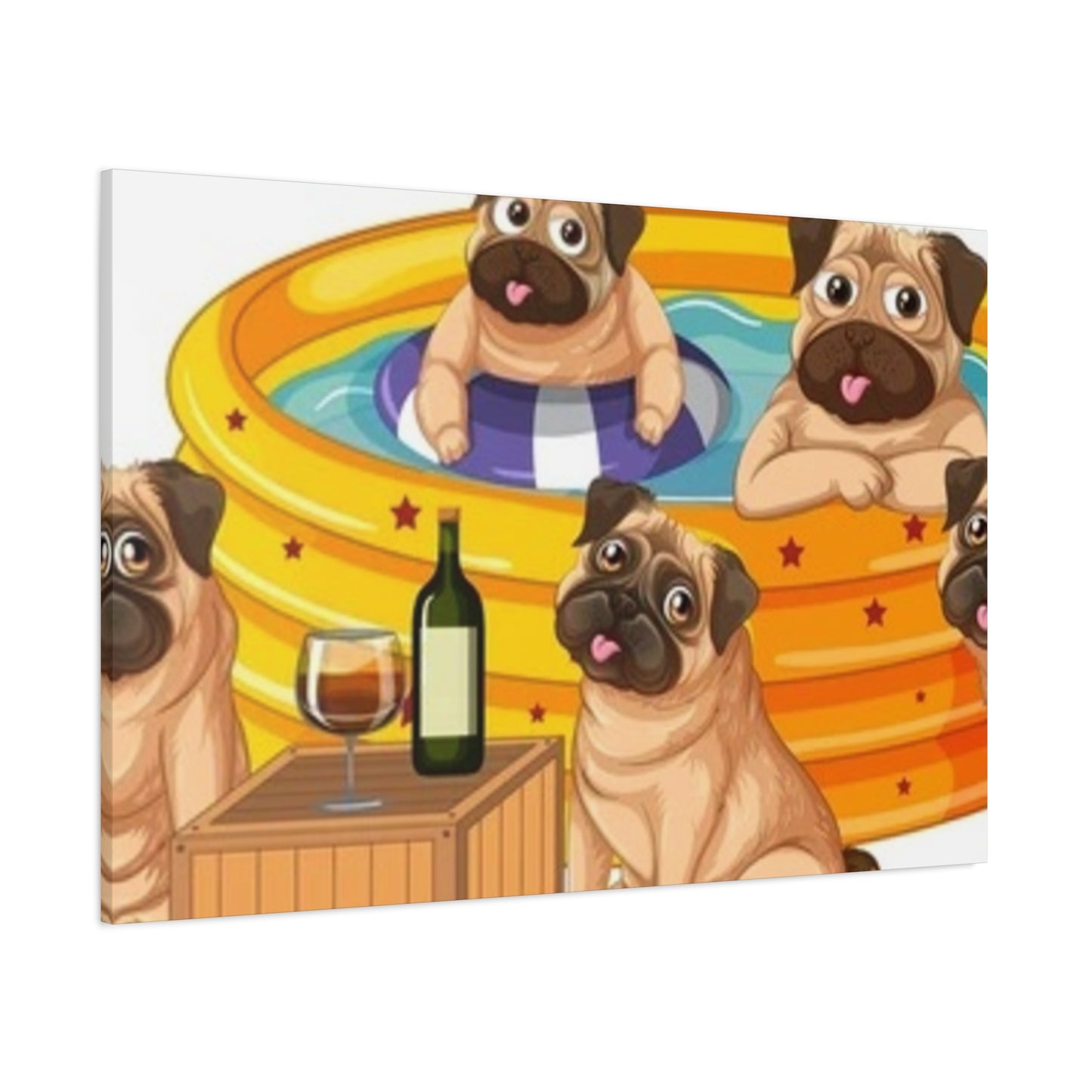 Pug Pool Party Canvas Art - Fun Pet Decor
