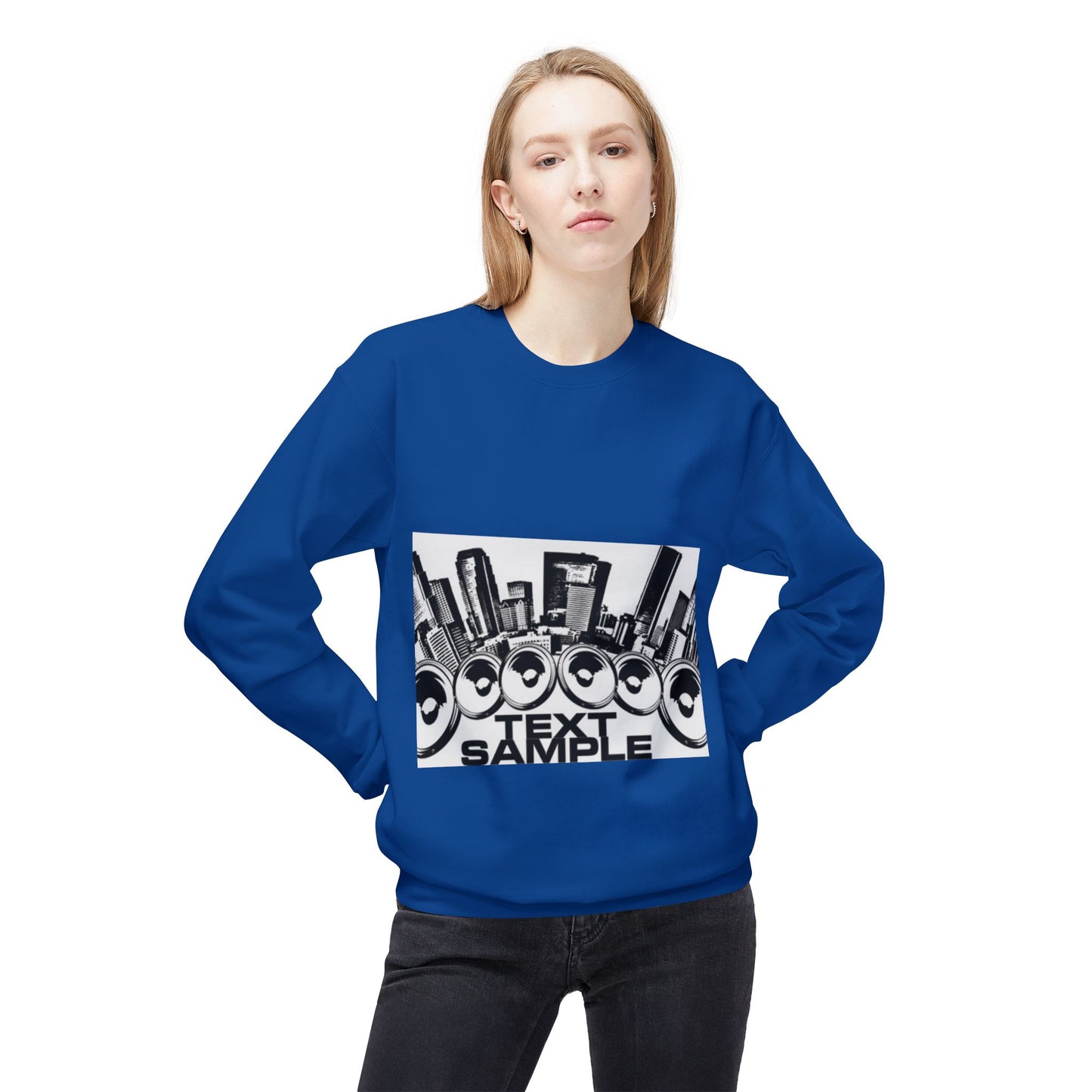 Urban Vibe Sound Wave Crewneck Sweatshirt - Unisex Fleece with Cityscape Design
