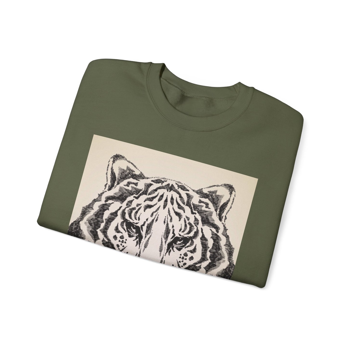 Artistic Tiger Print Crewneck Sweatshirt – Unisex Heavy Blend