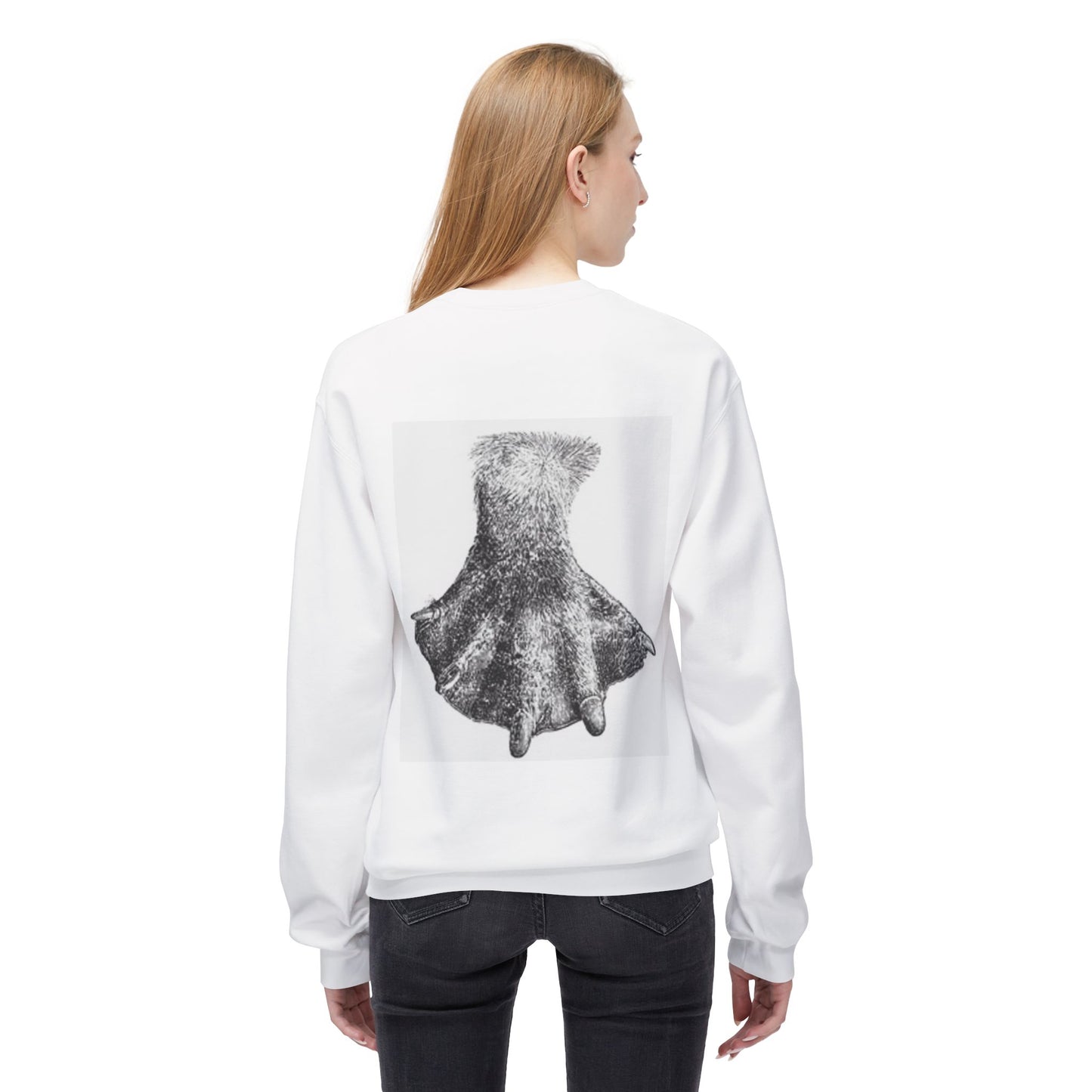 Artistic Fleece Crewneck Sweatshirt with Unique Dress Design