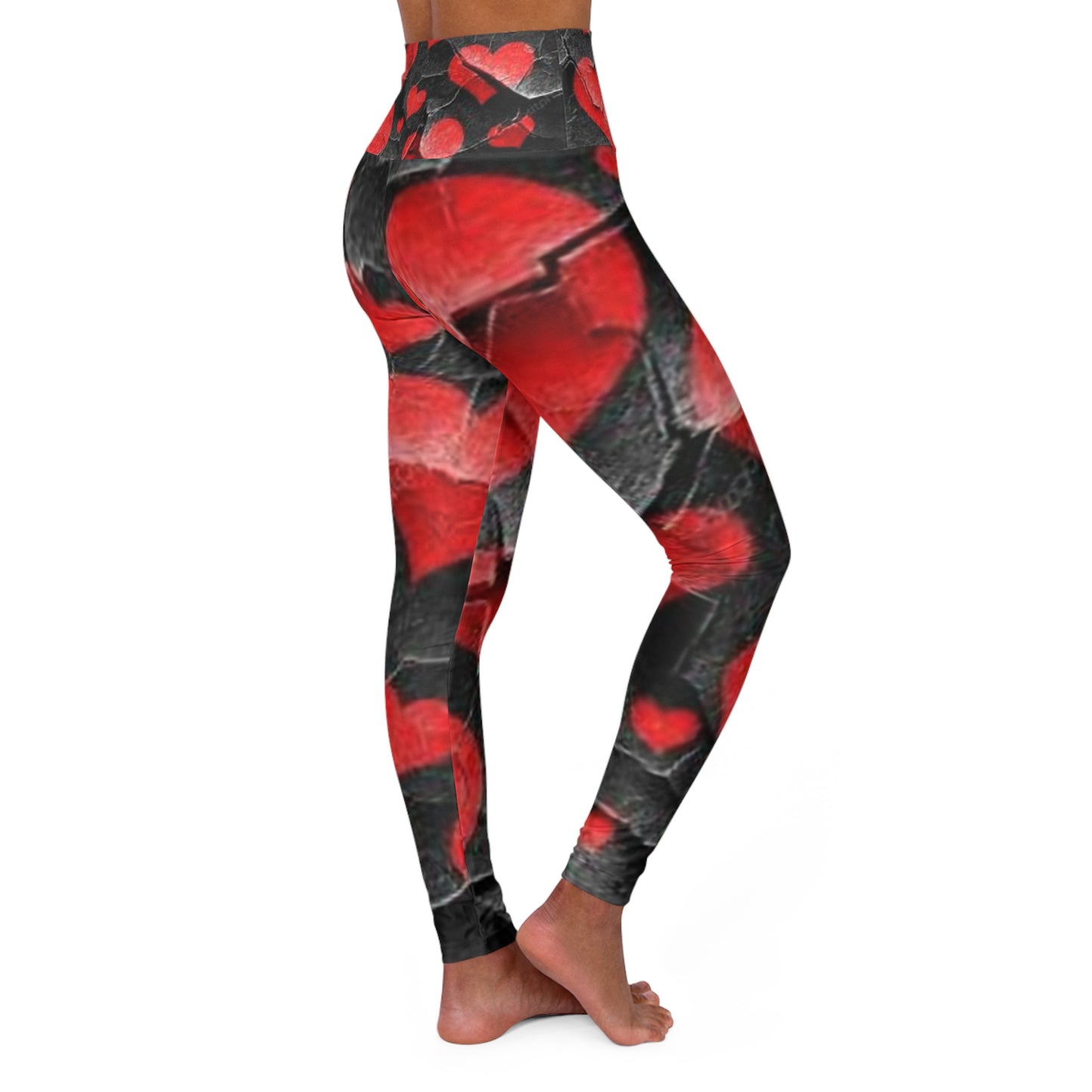 Stylish Heart Print High Waisted Yoga Leggings - Perfect for Fitness & Everyday Wear