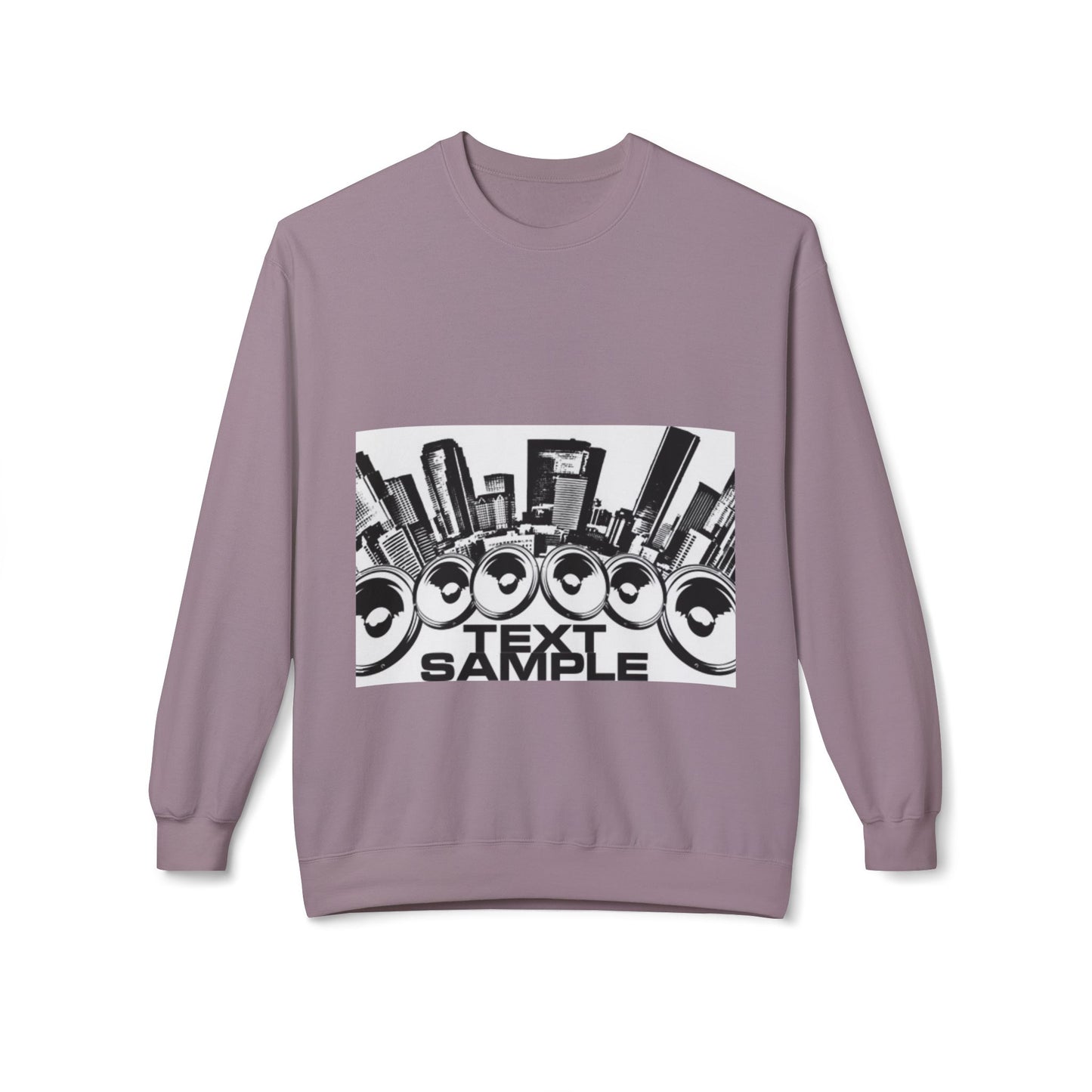 Urban Vibe Sound Wave Crewneck Sweatshirt - Unisex Fleece with Cityscape Design