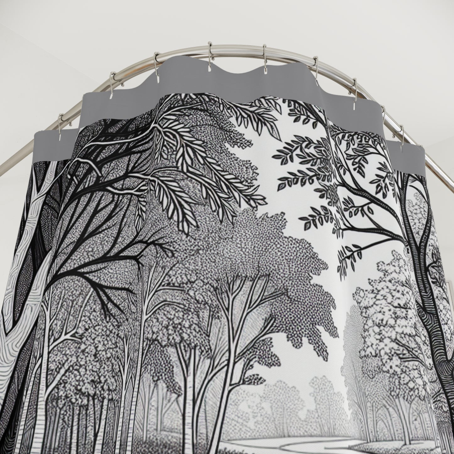 Nature-Inspired Shower Curtain with Scenic Landscape Design