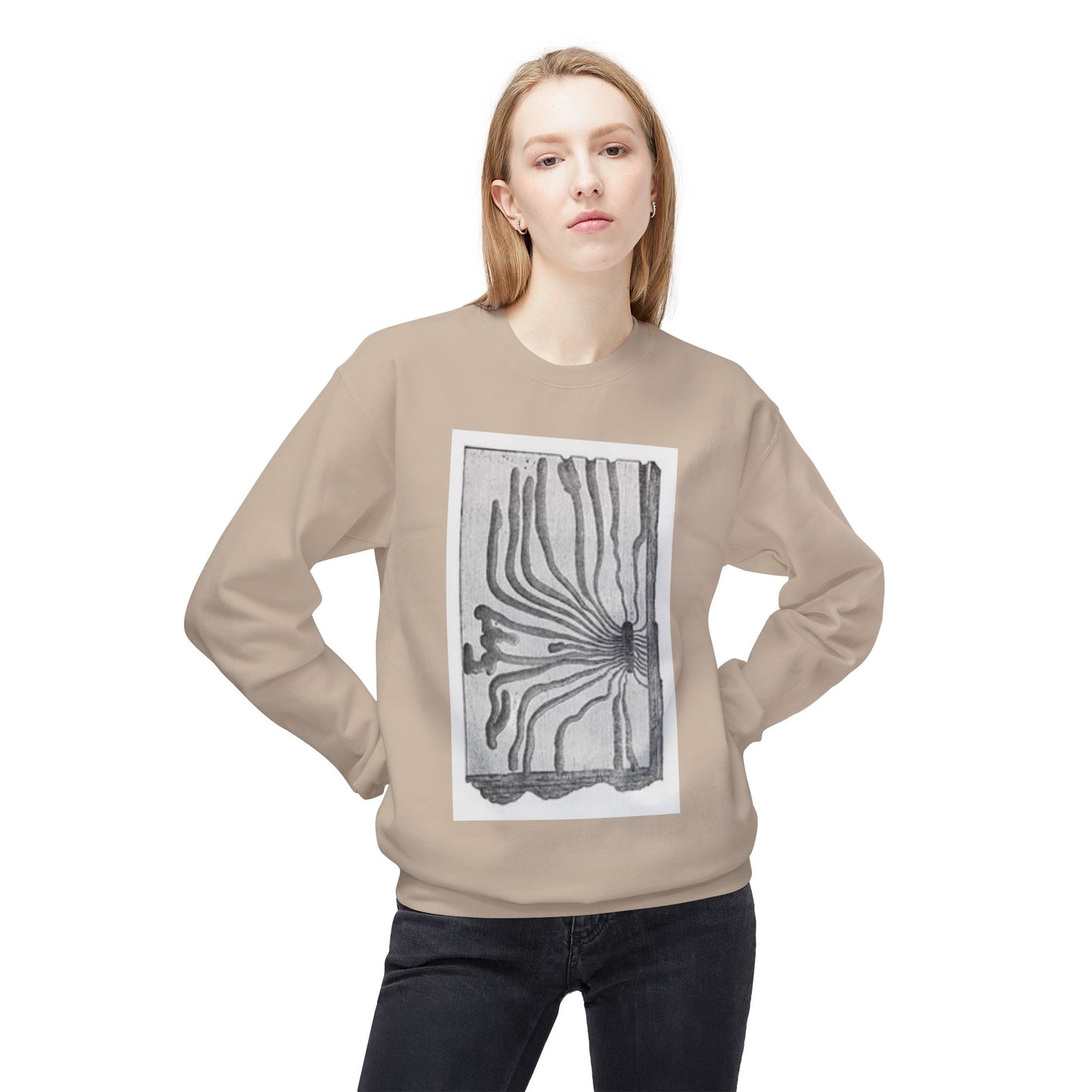 Artistic Midweight Fleece Crewneck Sweatshirt - Unique Abstract Design