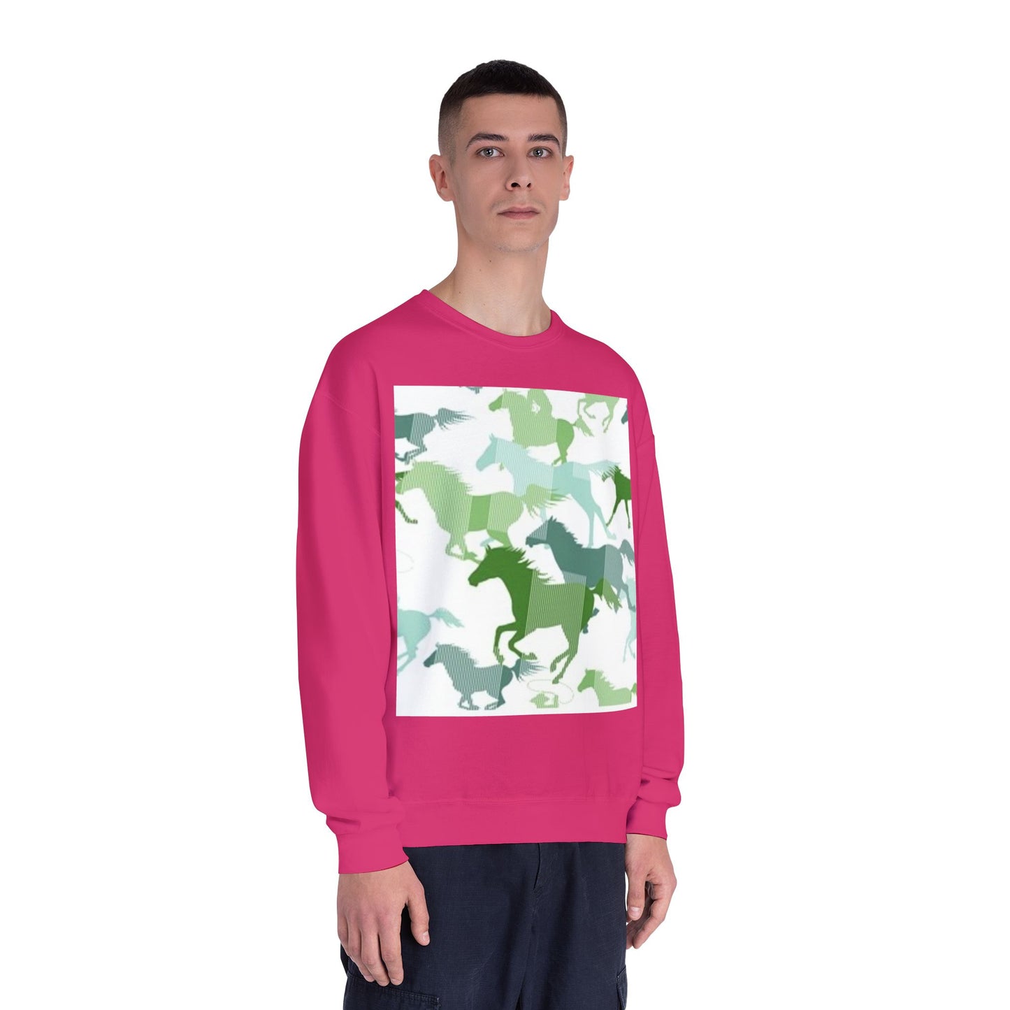 Equestrian Spirit Unisex Crewneck Sweatshirt - Green Horse Design
