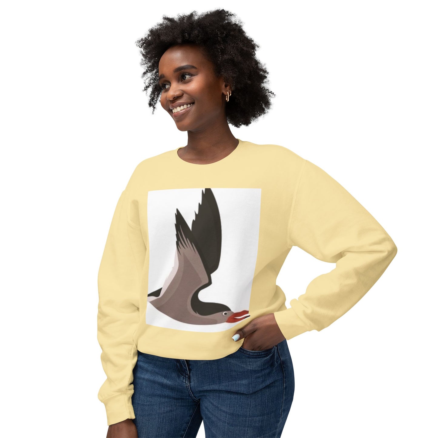 Unisex Sweater with Bird Graphic - Lightweight Crewneck Sweatshirt for Nature Lovers