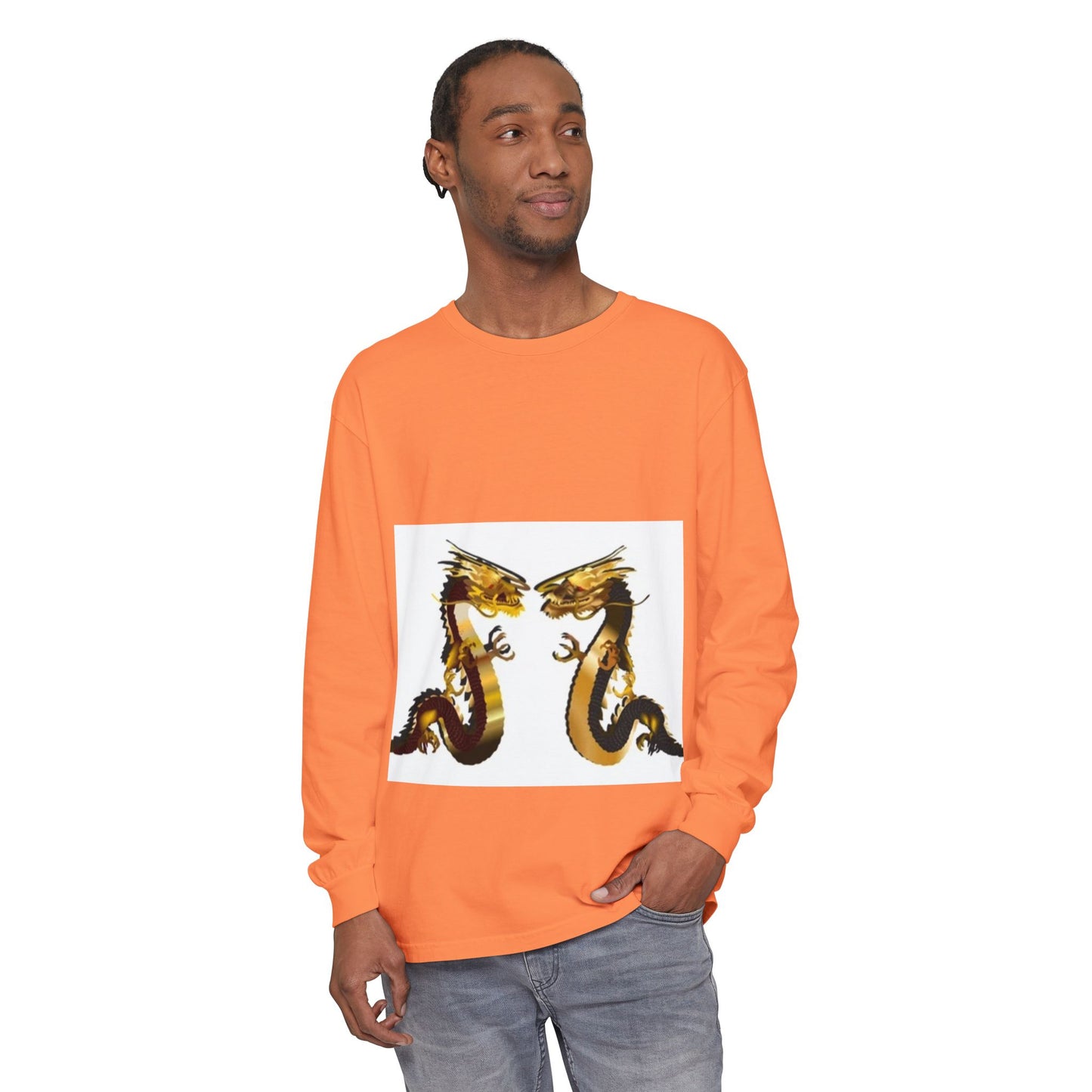 Dragon Duel Unisex Long Sleeve T-Shirt - Garment-Dyed Art Tee