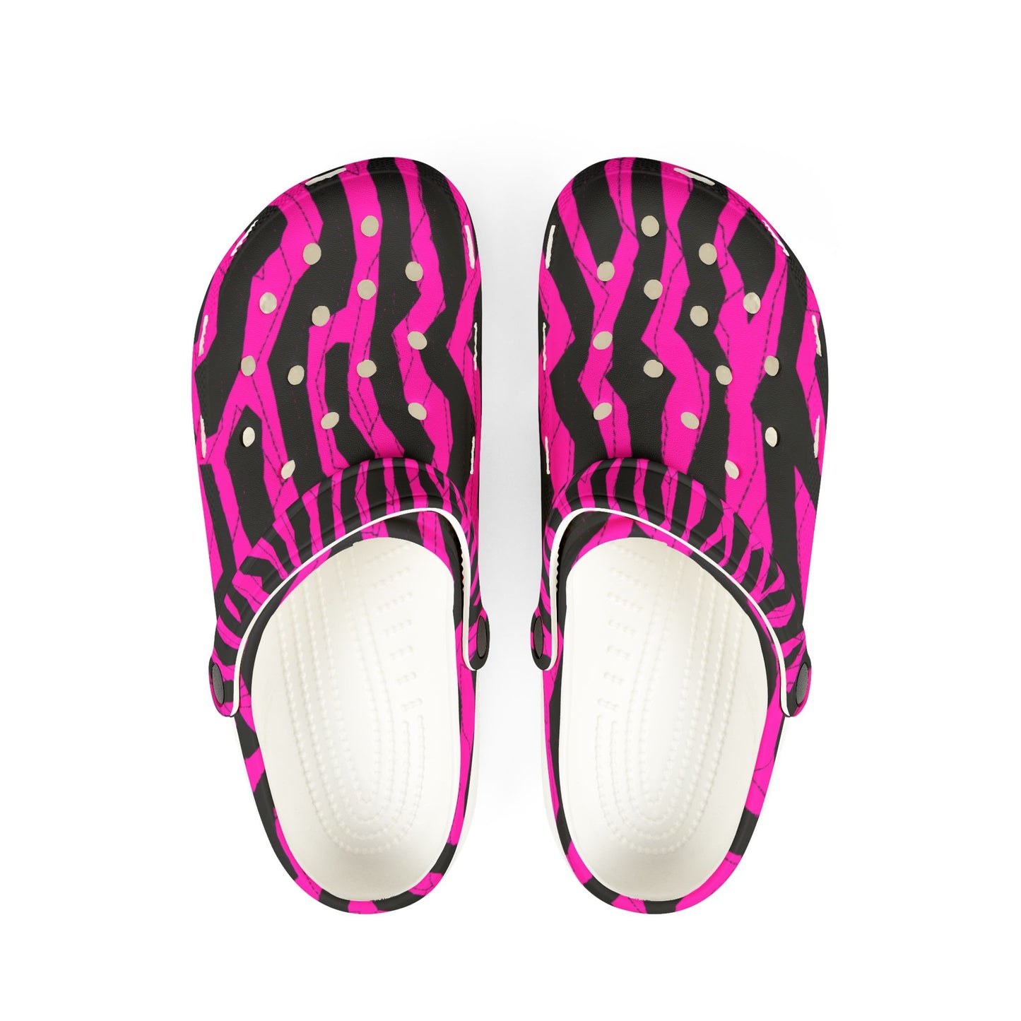 Trendy Pink Zebra Clogs - EVA Foam Rubber Shoes for Comfort & Style