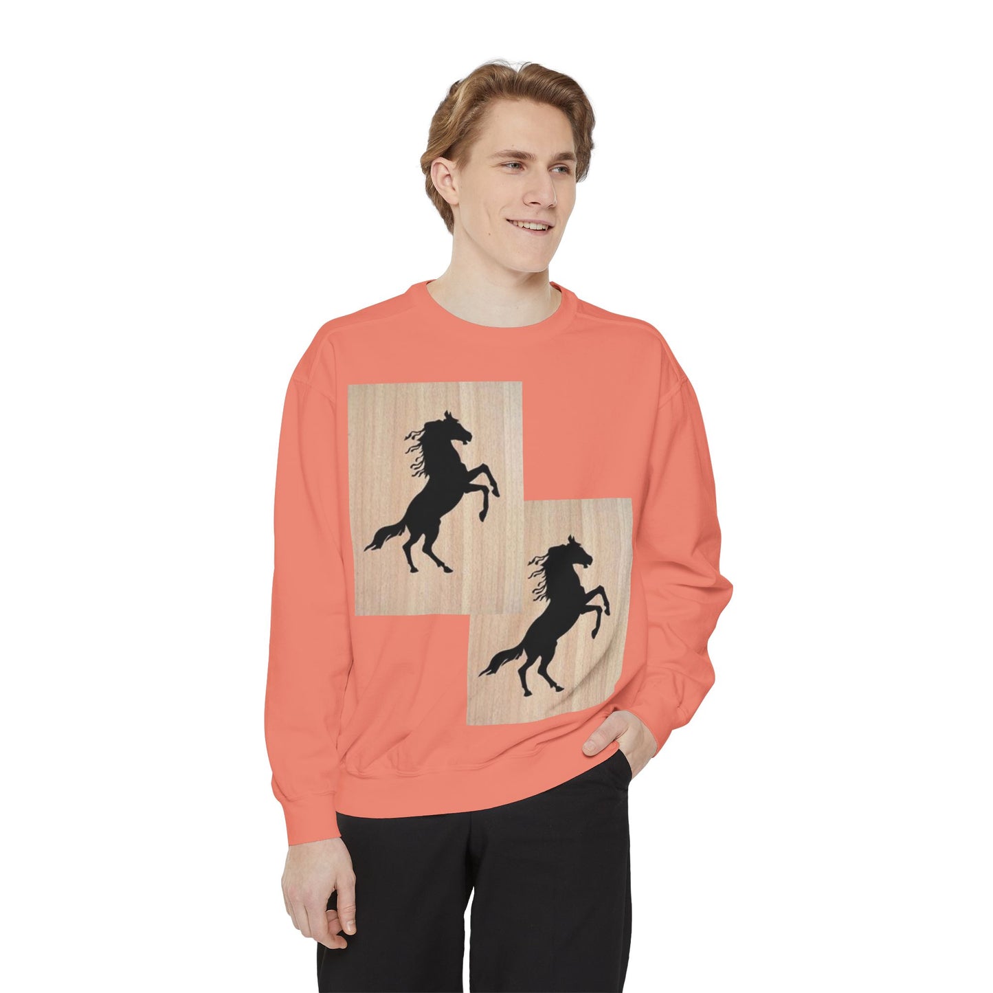 Equestrian Spirit Unisex Garment-Dyed Sweatshirt - Bold Horse Design