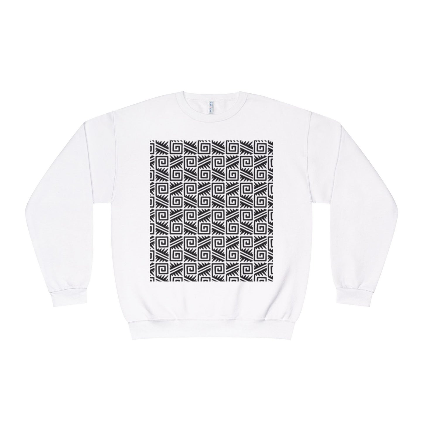 Geometric Pattern Unisex Crewneck Sweatshirt - Cozy Black & White Style