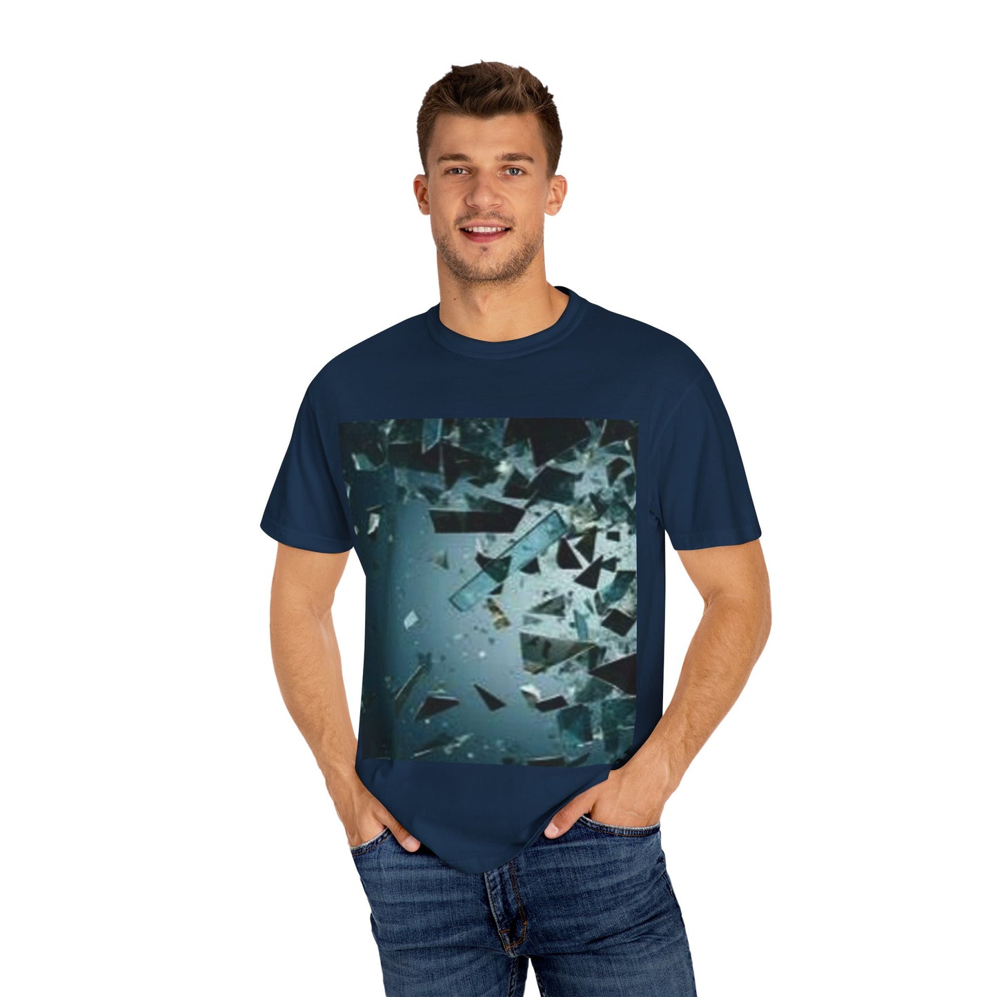 Unisex Garment-Dyed T-Shirt - Stylish Abstract Mirror Shard Design