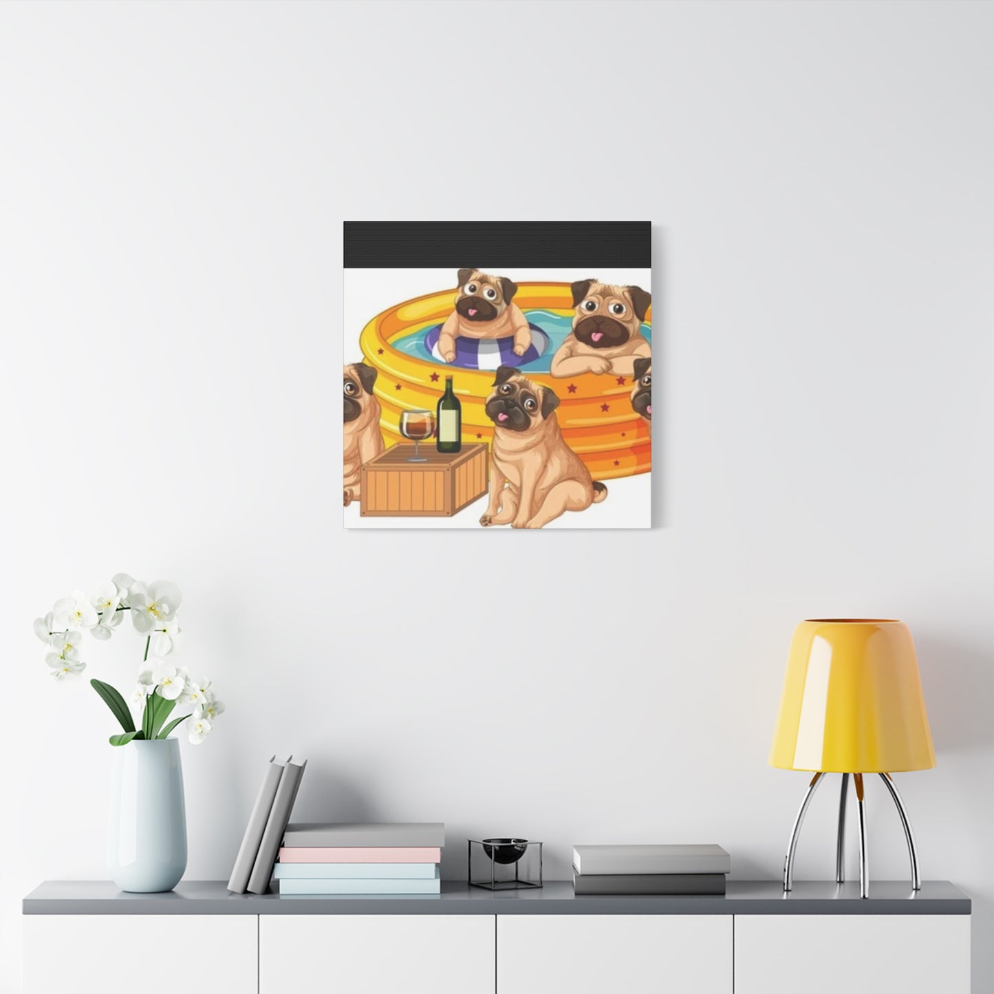 Pug Pool Party Canvas Art - Fun Pet Decor
