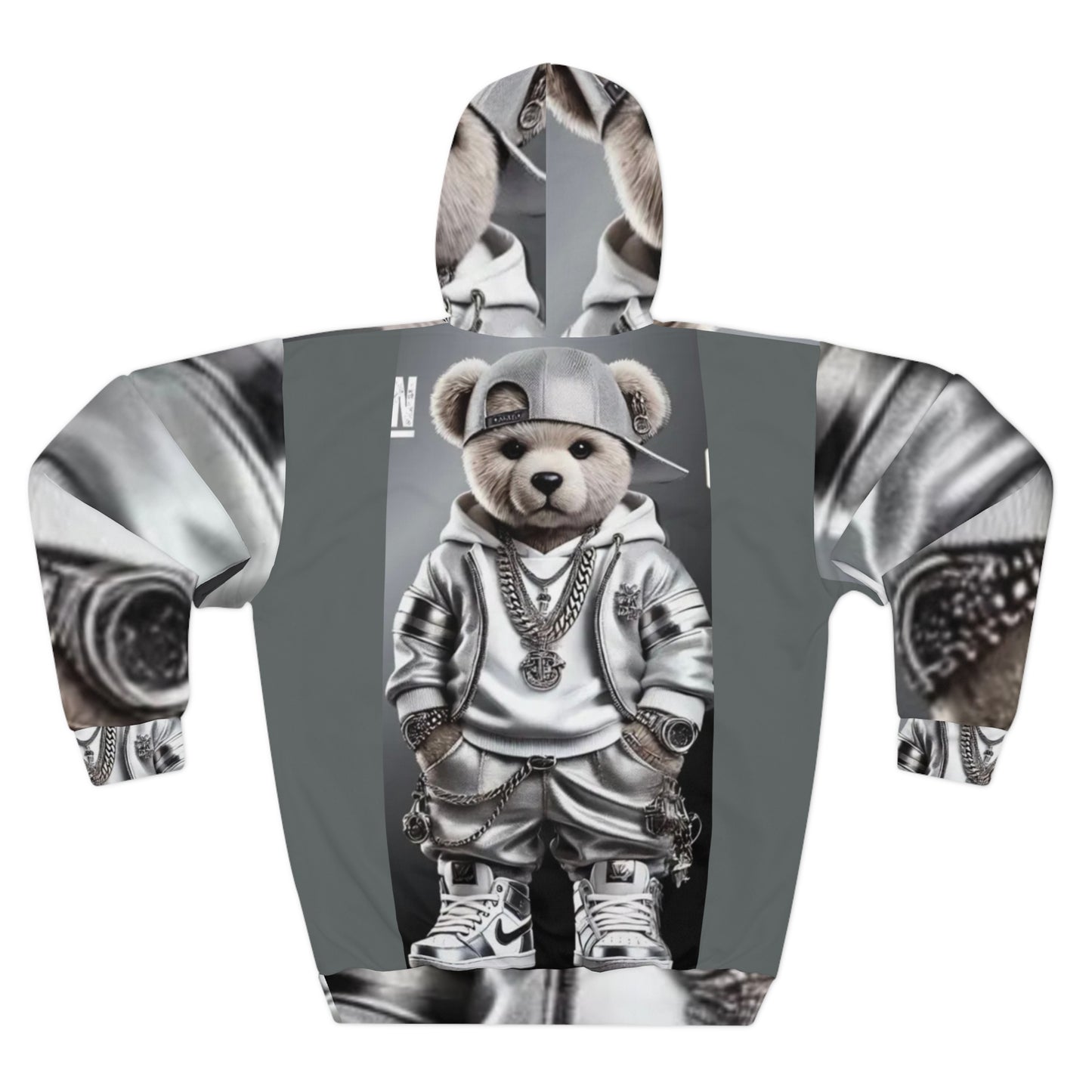 Urban Style Unisex Pullover Hoodie - Cool Bear & Jewelry Design