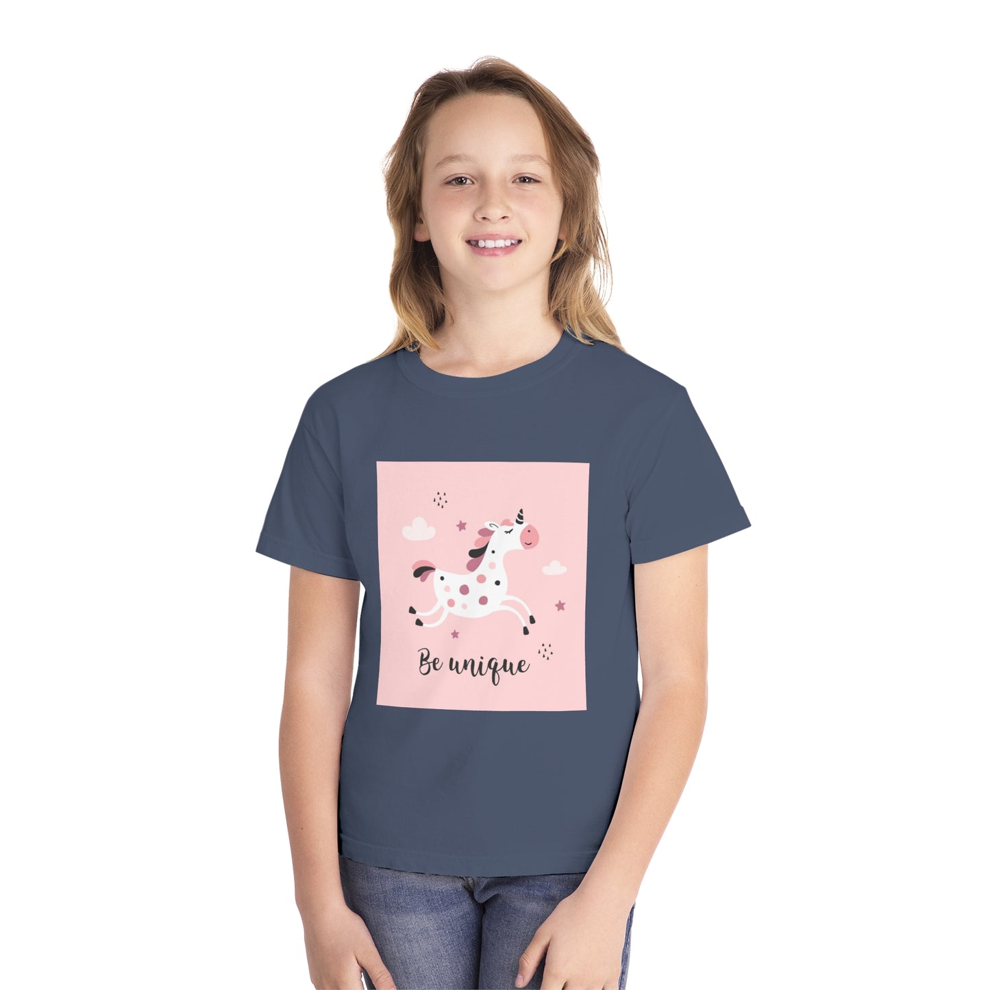 Girls' Unicorn T-Shirt - 'Be Unique' Midweight Tee