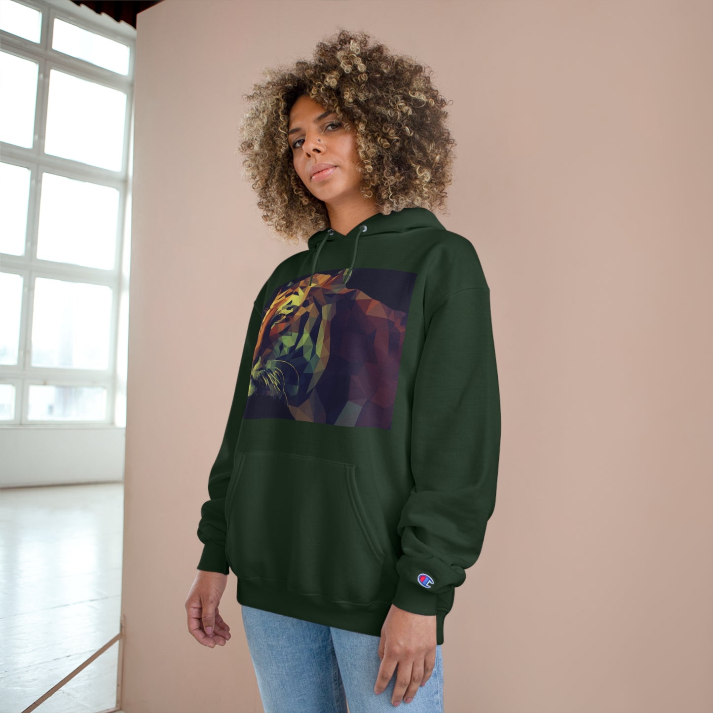 Champion Hoodie with Abstract Tiger Design - Perfect for Animal Lovers