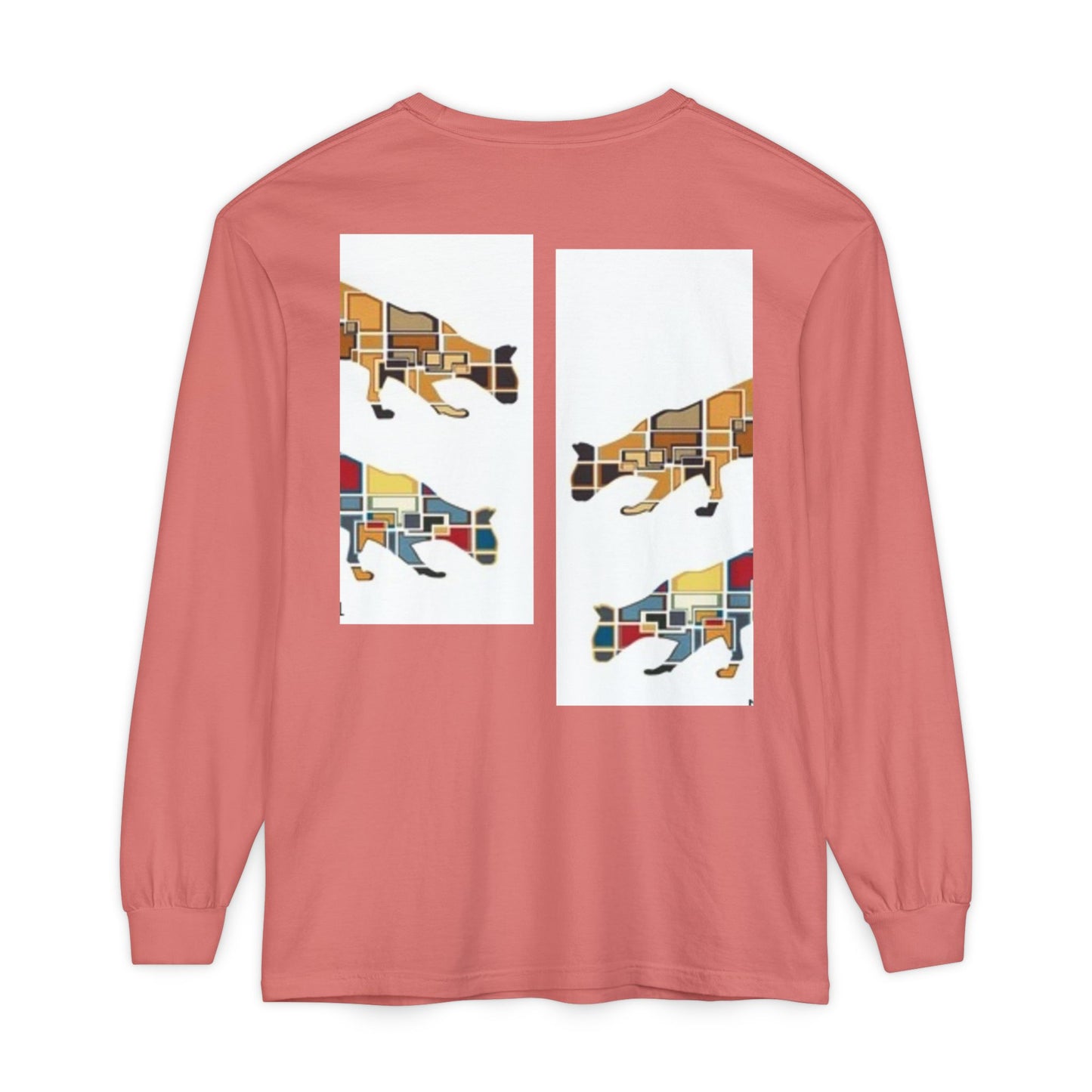 Artful Cat Silhouette Long Sleeve T-Shirt - Perfect for Animal Lovers