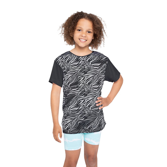 Zebra Print Kids Sports Jersey - Trendy Athletic Tee for Young Athletes