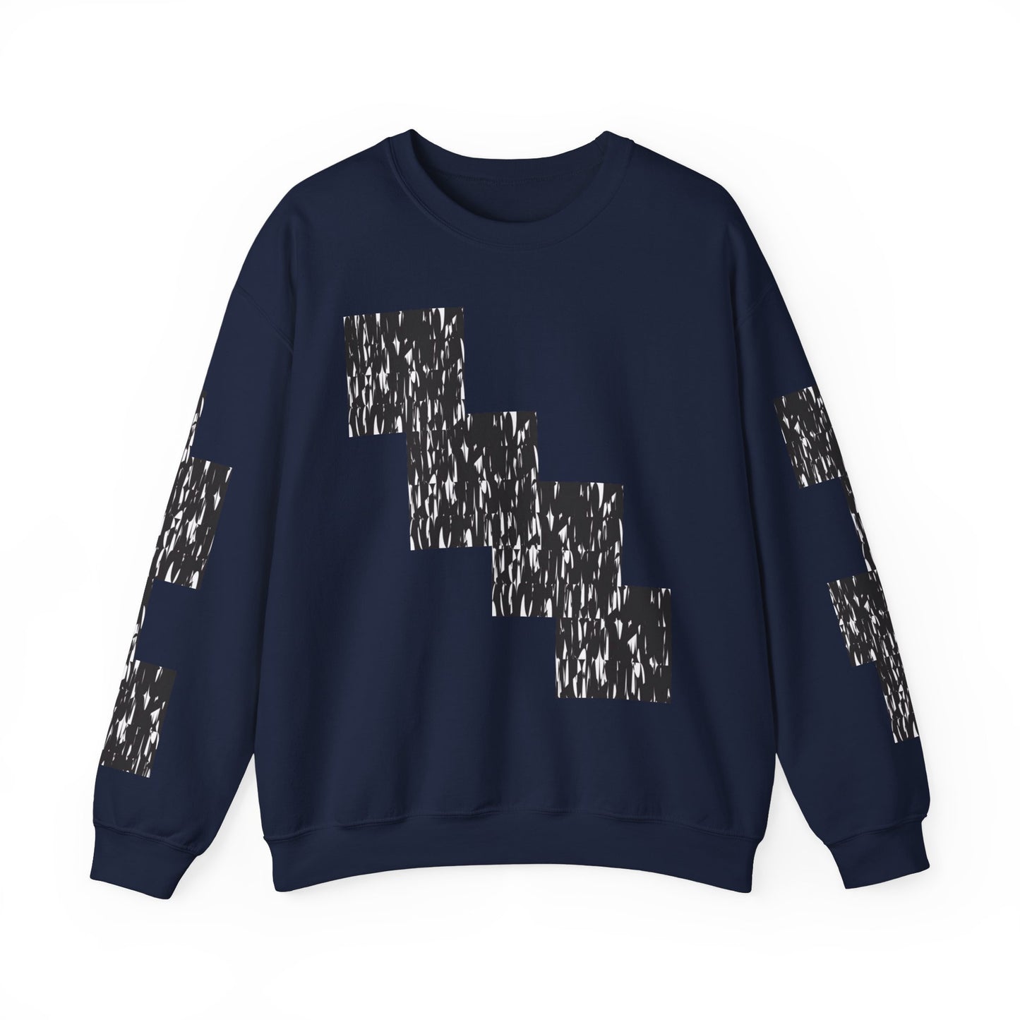 Trendy Graphic Crewneck Sweatshirt | Modern Abstract Black & White Design