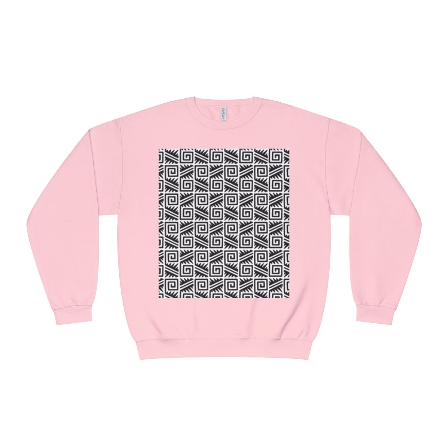 Geometric Pattern Unisex Crewneck Sweatshirt - Cozy Black & White Style