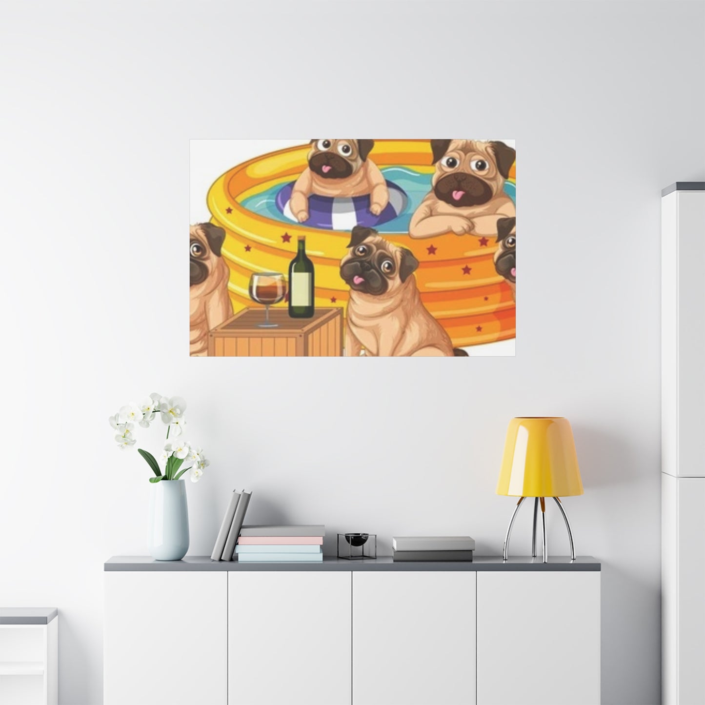 Pug Pool Party Canvas Art - Fun Pet Decor