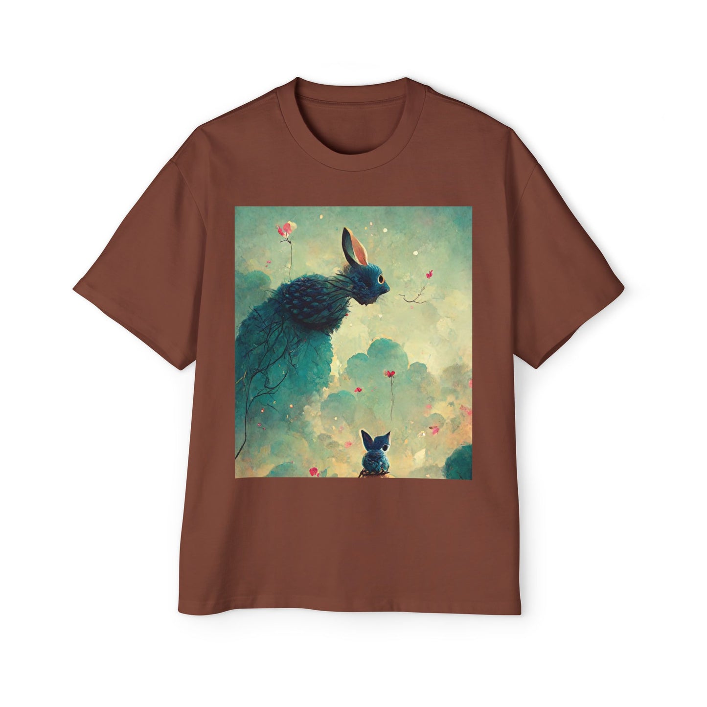 Whimsical Rabbit Oversized Tee for Men - Fantasy Art Shirt
