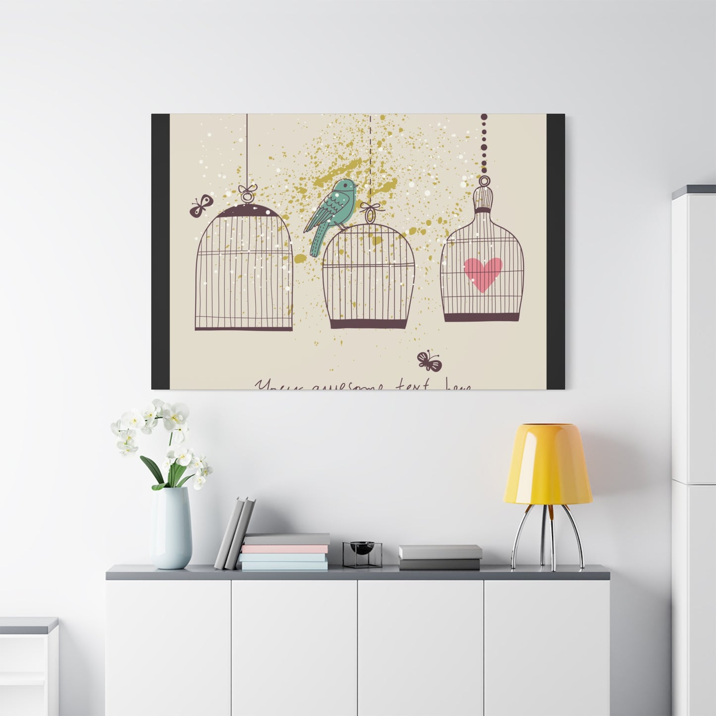 Whimsical Birdcage Canvas Wall Art - Personalized Home Decor