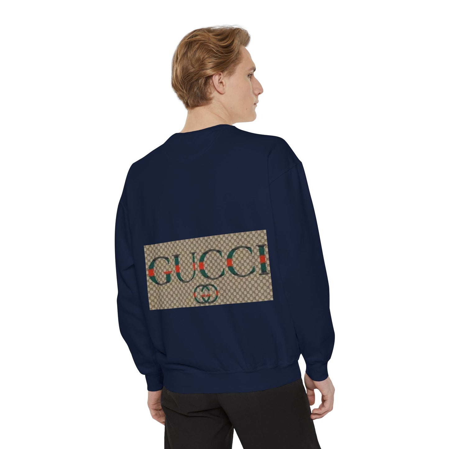 Fashionable Unisex Garment-Dyed Sweatshirt with GUCCI Design
