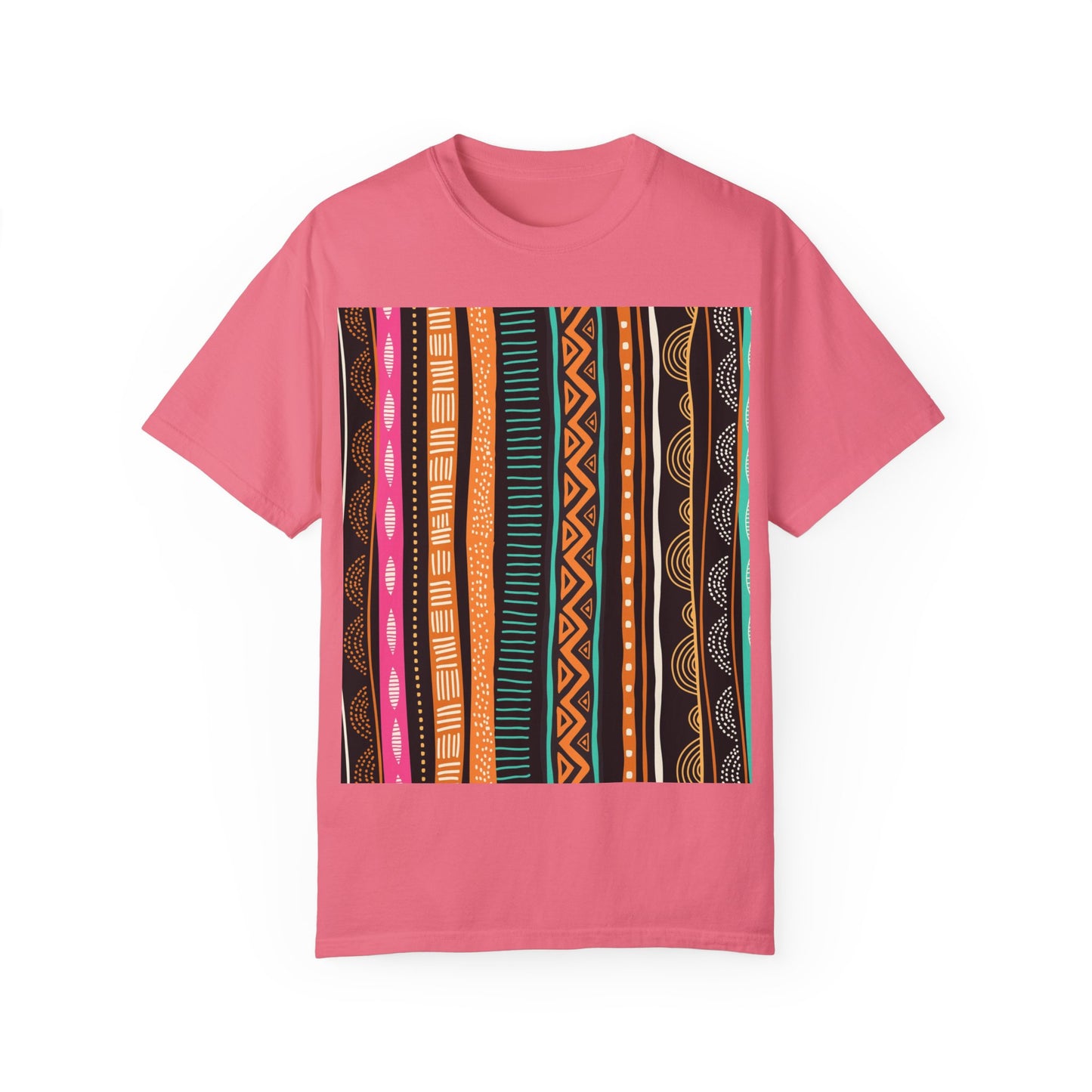 Vibrant Graphic Unisex T-Shirt - Colorful Tribal Stripes Design