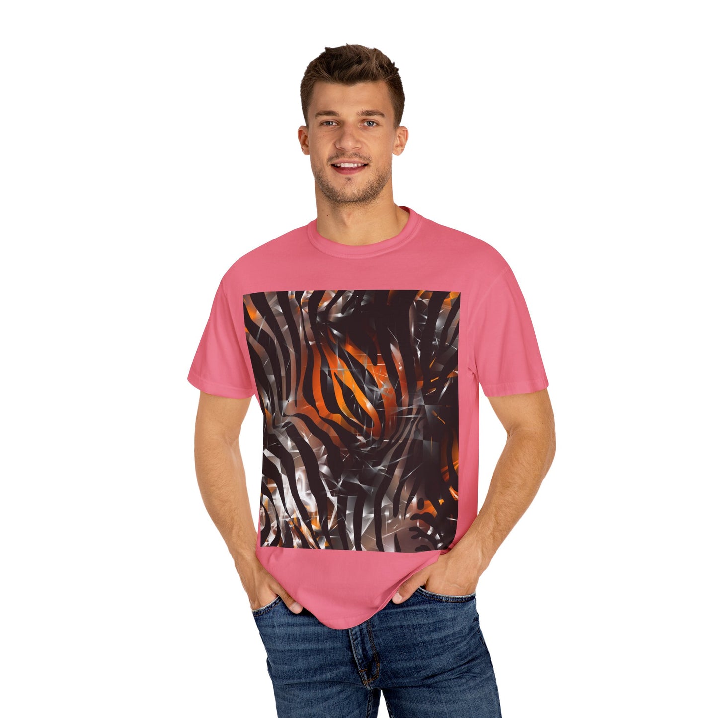 Vibrant Jungle Print Unisex Garment-Dyed T-Shirt