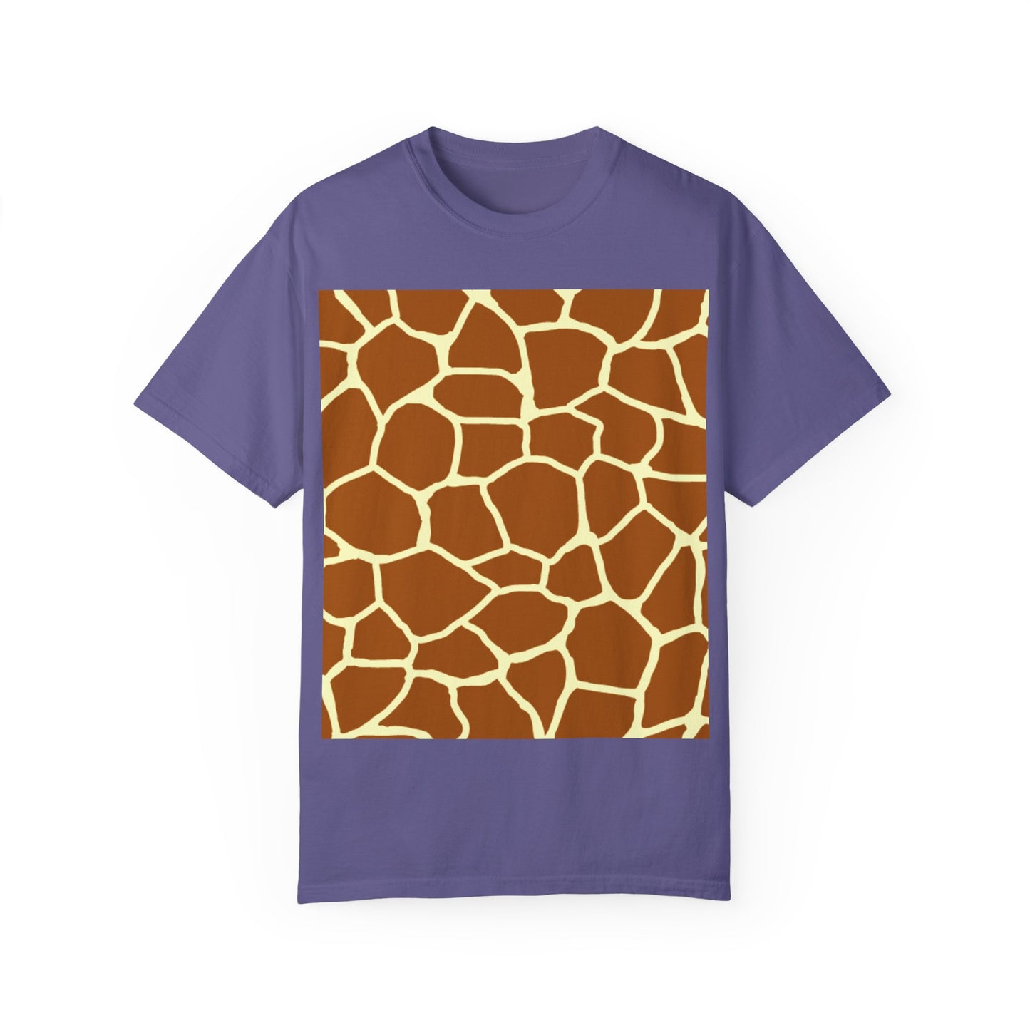 Unisex Giraffe Print Garment-Dyed T-Shirt - Animal Lover Tee