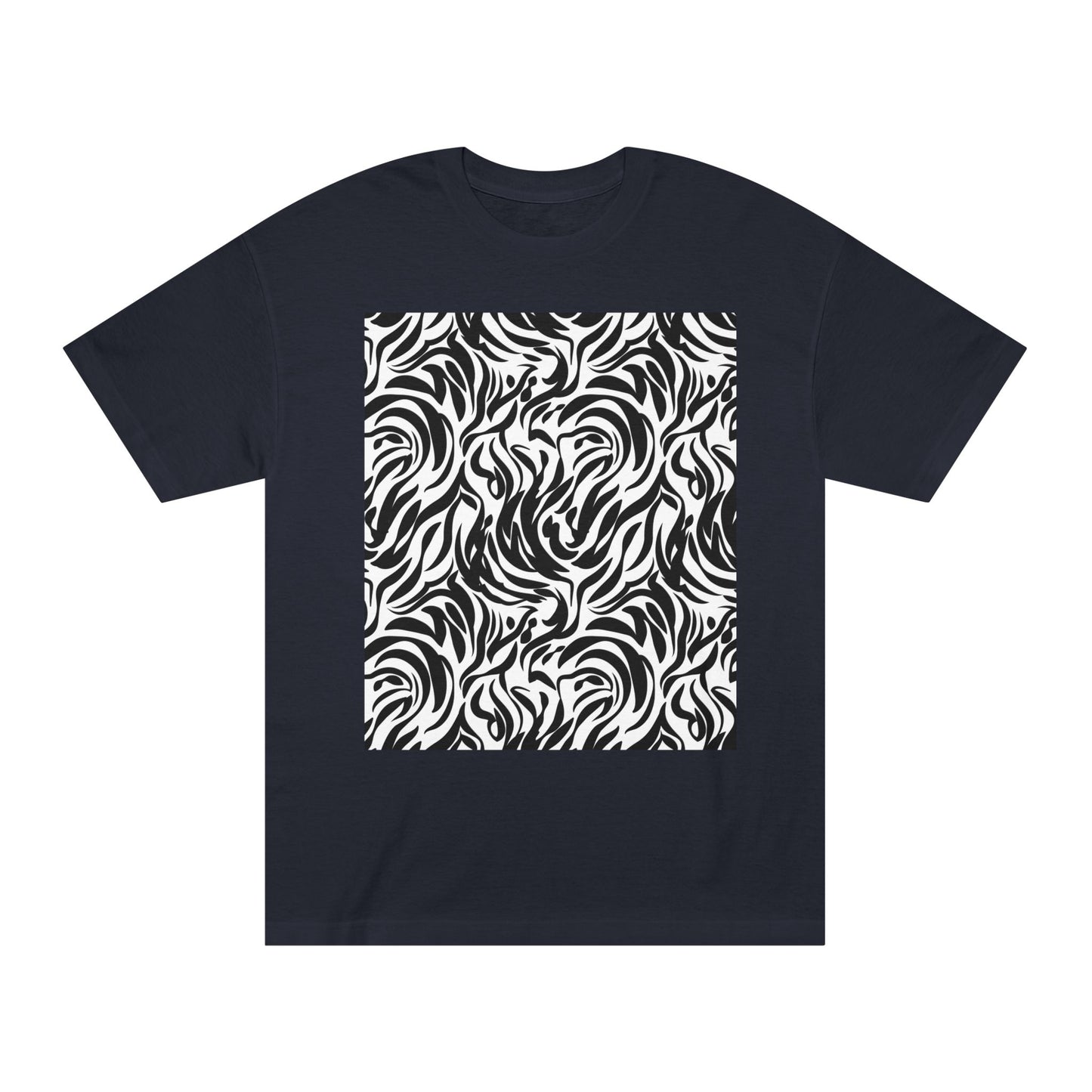 Black and White Abstract Waves Unisex Classic Tee