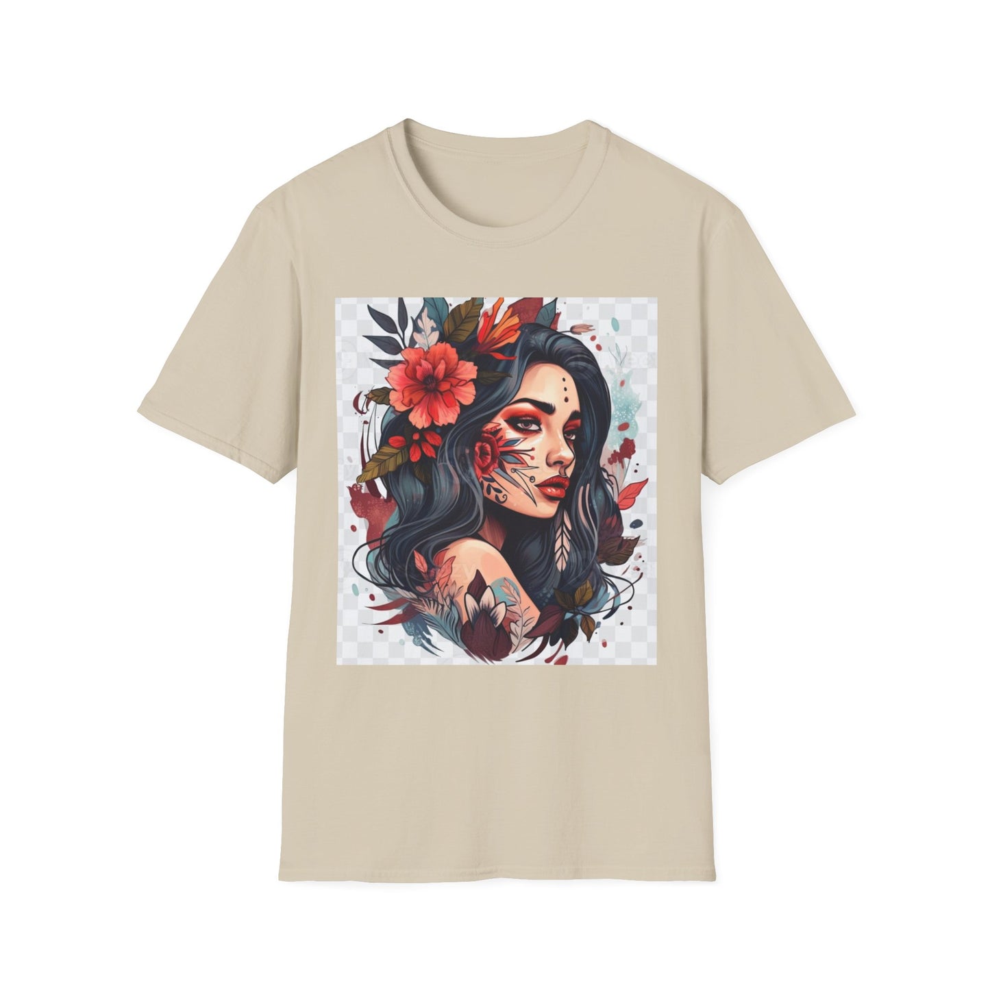 Bold Floral Art Unisex Softstyle T-Shirt