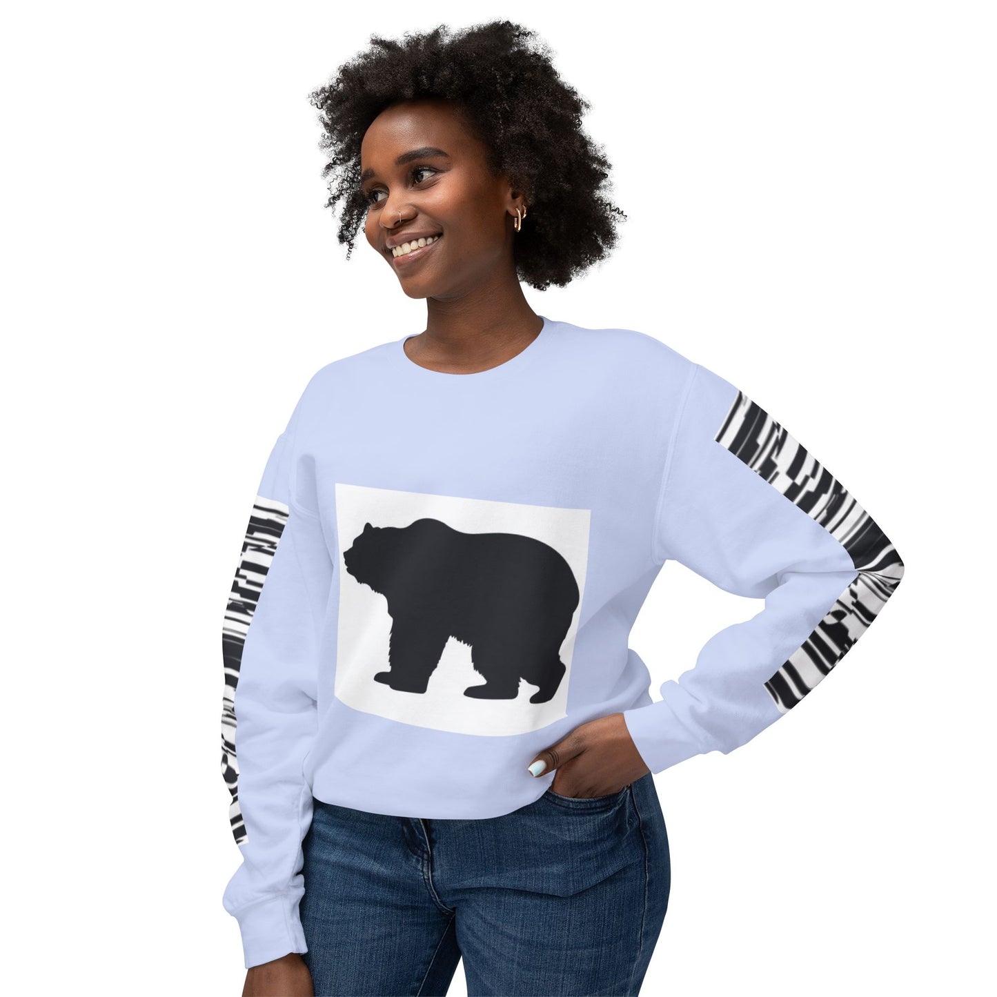 Stylish Bear Graphic Unisex Lightweight Crewneck Sweatshirt